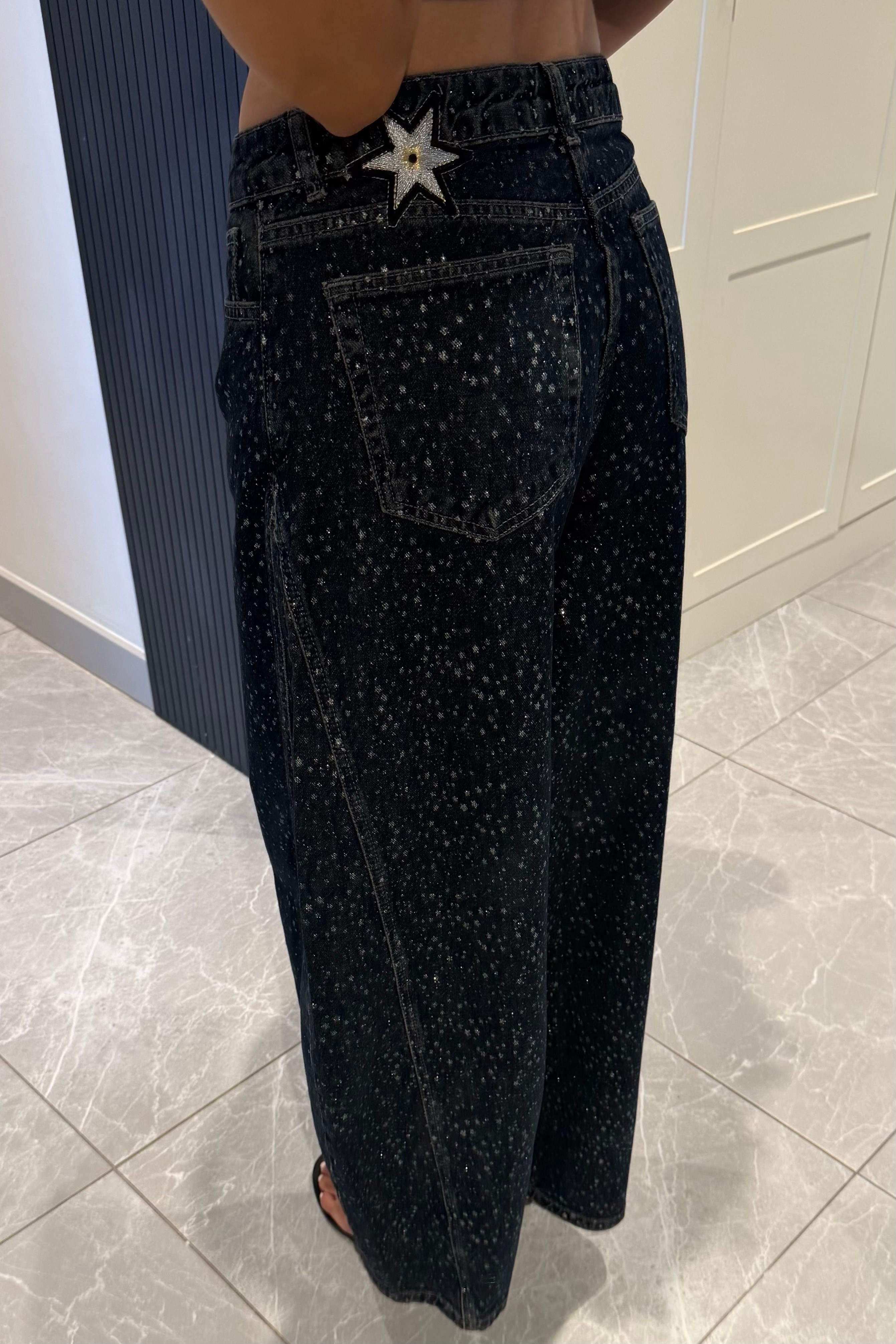 Yıldızlı Sim baskı Barrel Jean - Kadın Takım Modelleri - Nazliye Moda | Kadın Giyim Modası