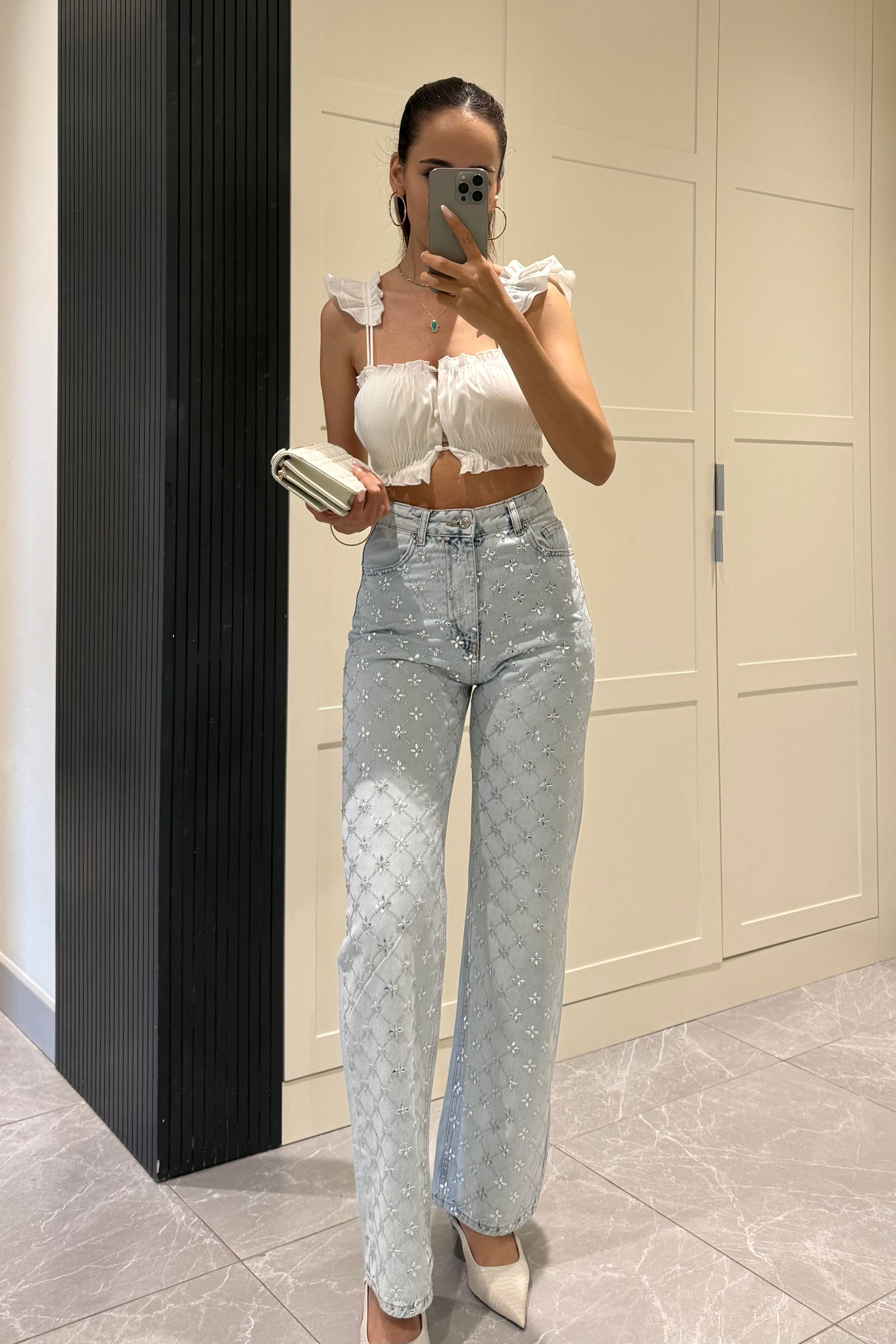 Yonca Taşlı Premium Jean - Kadın Jeans Modelleri - Nazliye Moda | Kadın Giyim Modası
