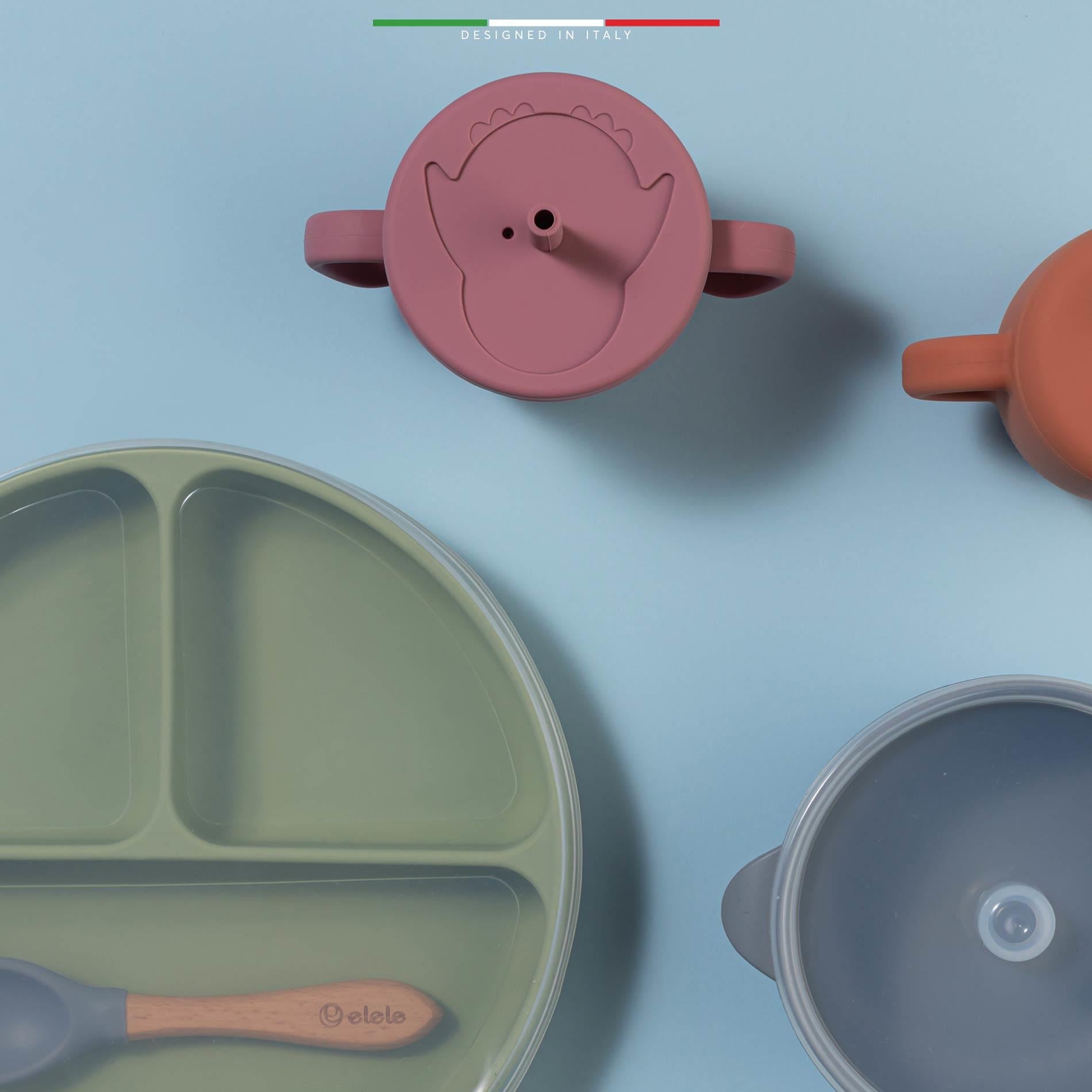 Elele 2in1 Silikon Bebek Alıştırma Bardağı Kulplu ve Pipetli Turuncu