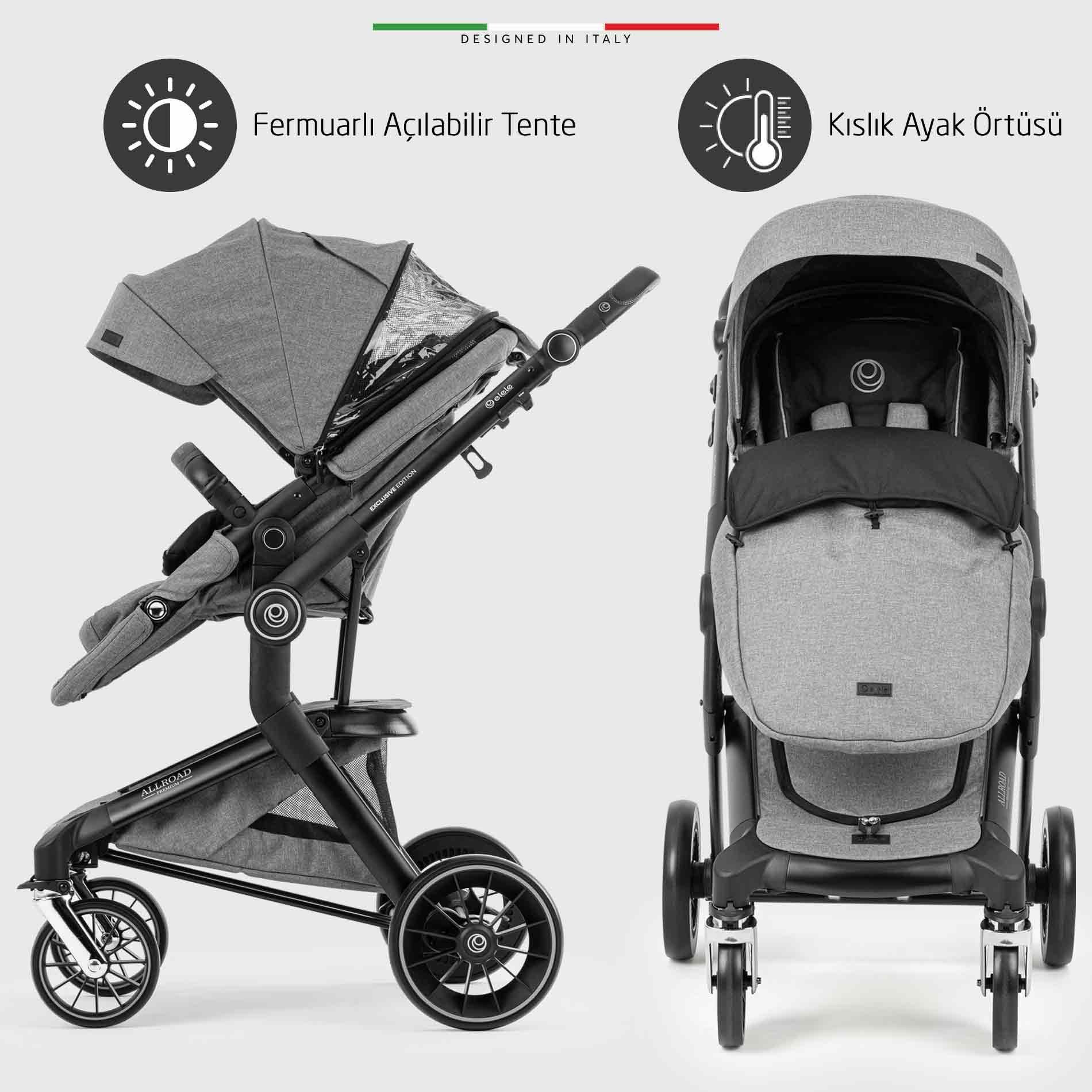 Elele Allroad 3 Travel Sistem Bebek Arabası Silver Gri