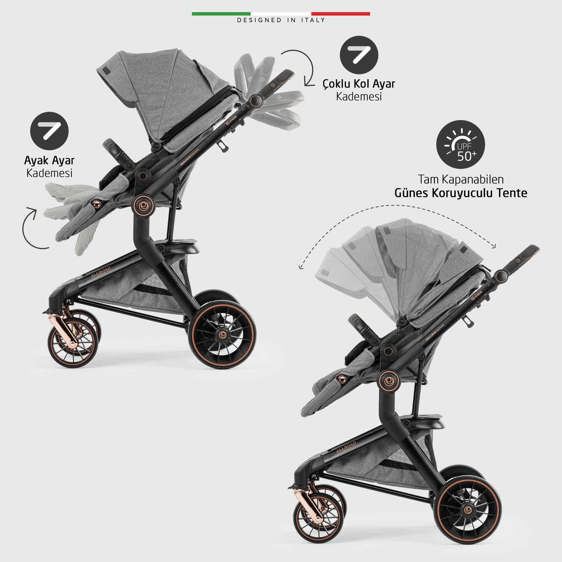 Elele Allroad 3 Travel Sistem Bebek Arabası Rose Gri