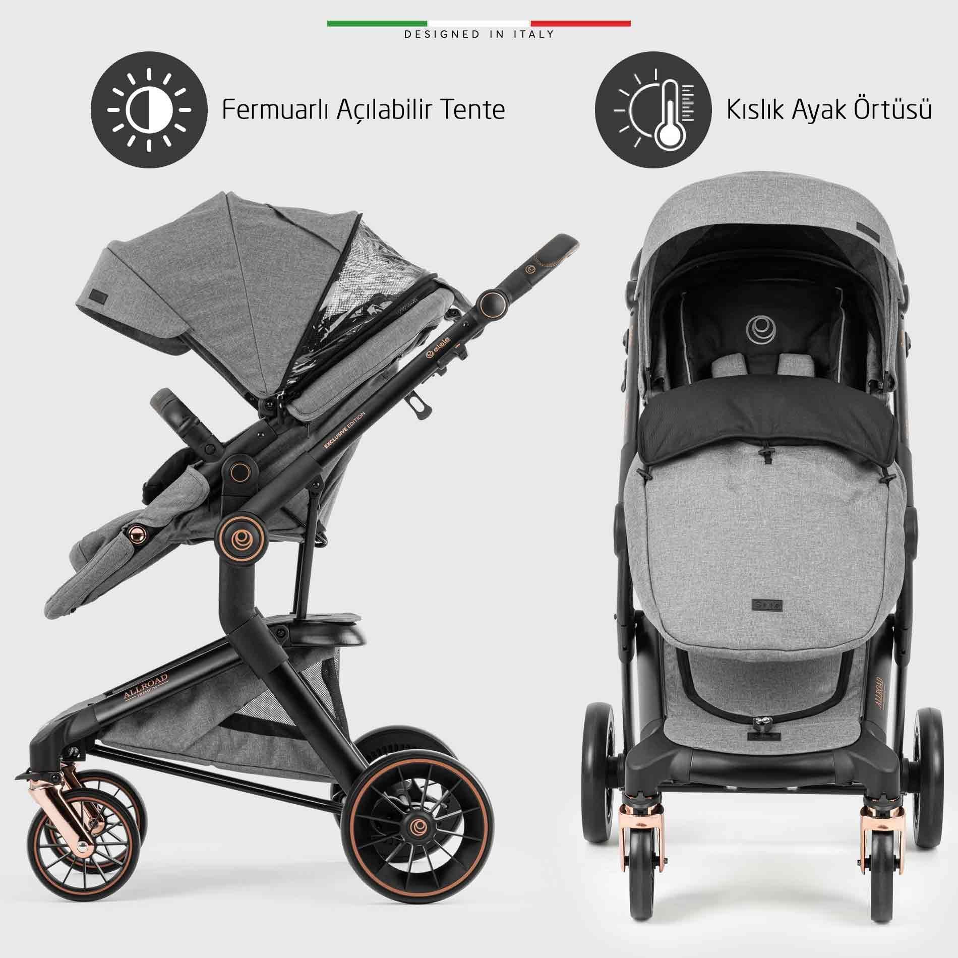 Elele Allroad 3 Travel Sistem Bebek Arabası Rose Gri