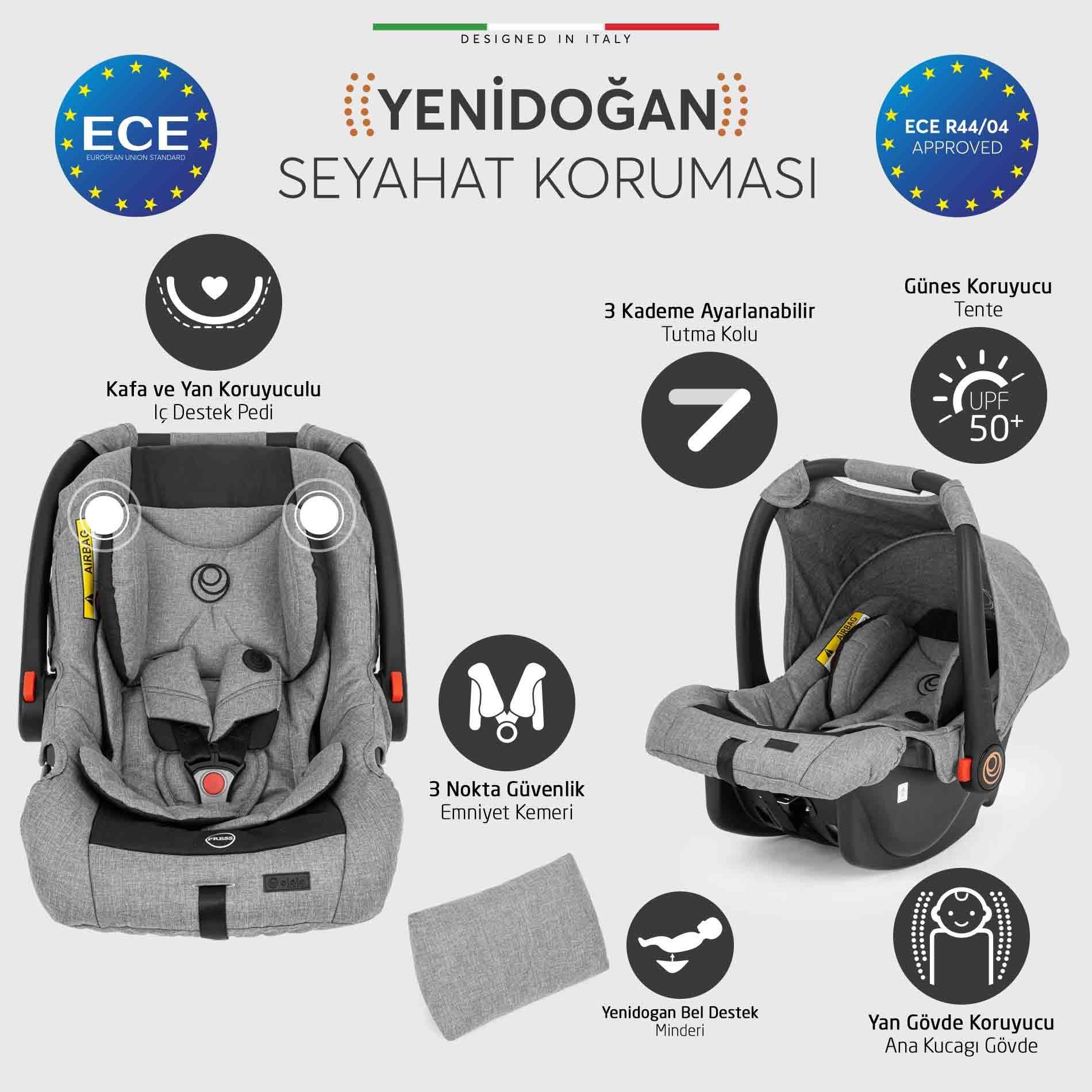 Elele Allroad 3 Travel Sistem Bebek Arabası Rose Gri