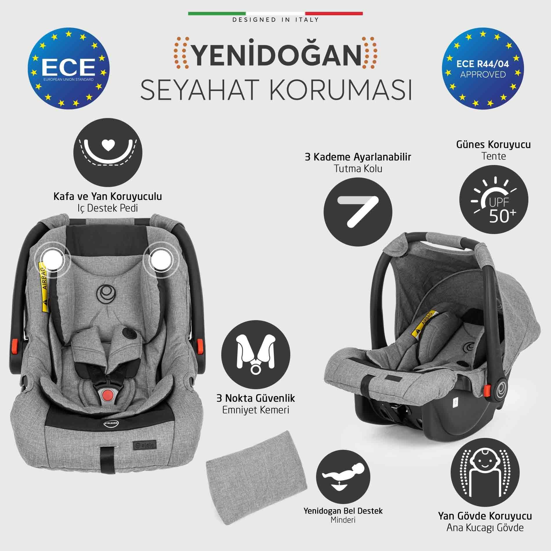 Elele Allroad 3 Travel Sistem Bebek Arabası Silver Gri