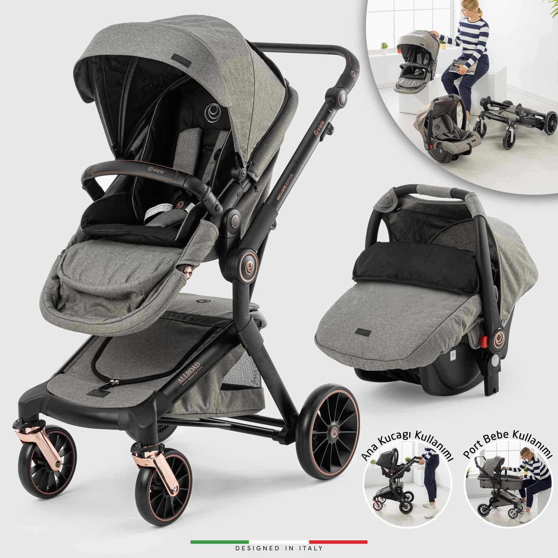 Elele Allroad 3 Travel Sistem Bebek Arabası Rose Gri