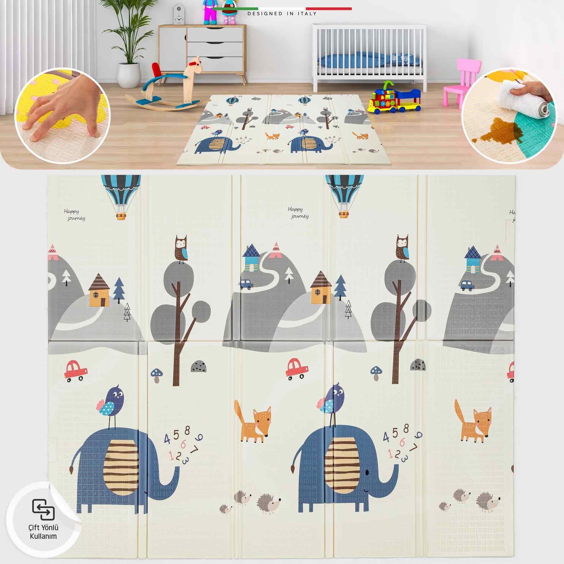 Elele Animals City Katlanabilir Oyun Matı Oyun Halısı 150x200x1 Cm XFD107 Animals City