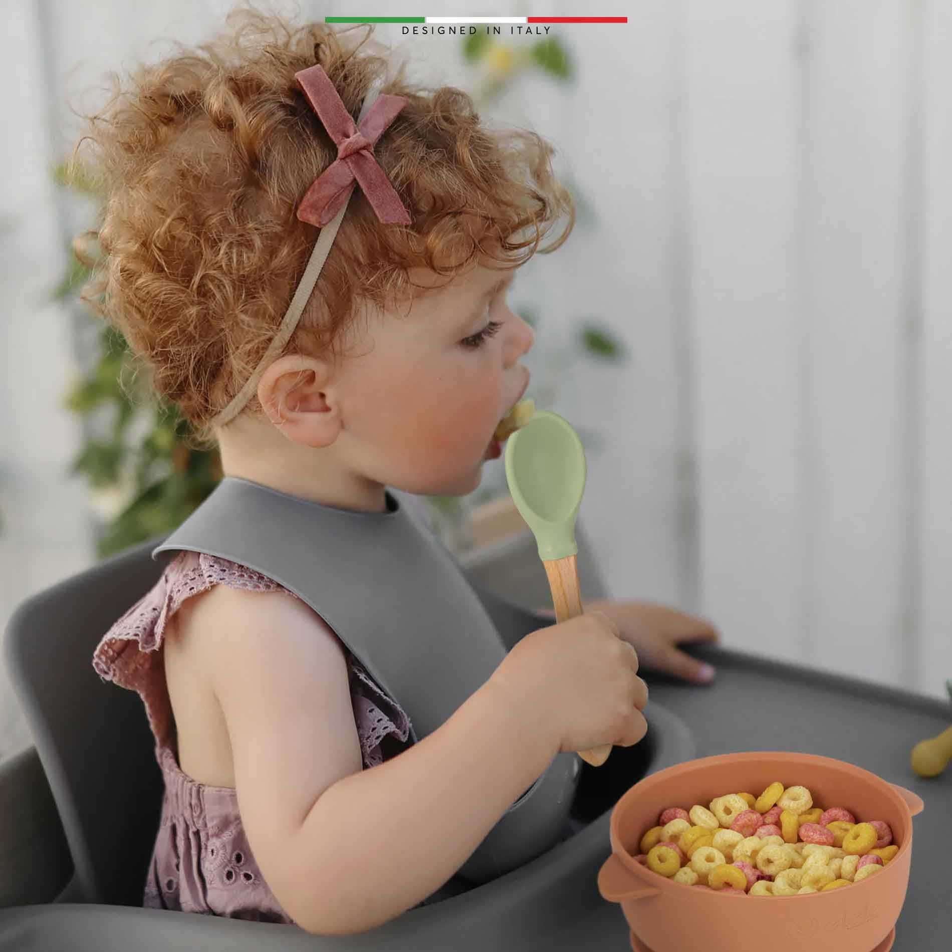Elele Bambu Saplı Silikon 2'li Bebek Mama Kaşığı Rose