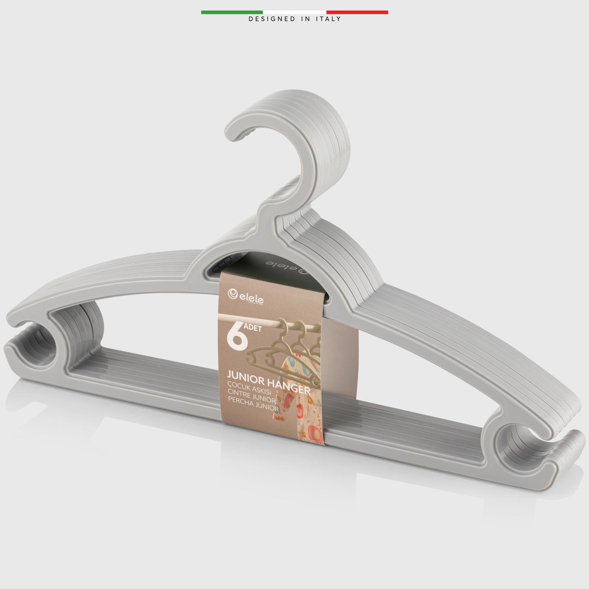 Elele Bebek Giysi Askısı Çocuk Elbise Askısı 6 Adet Gri