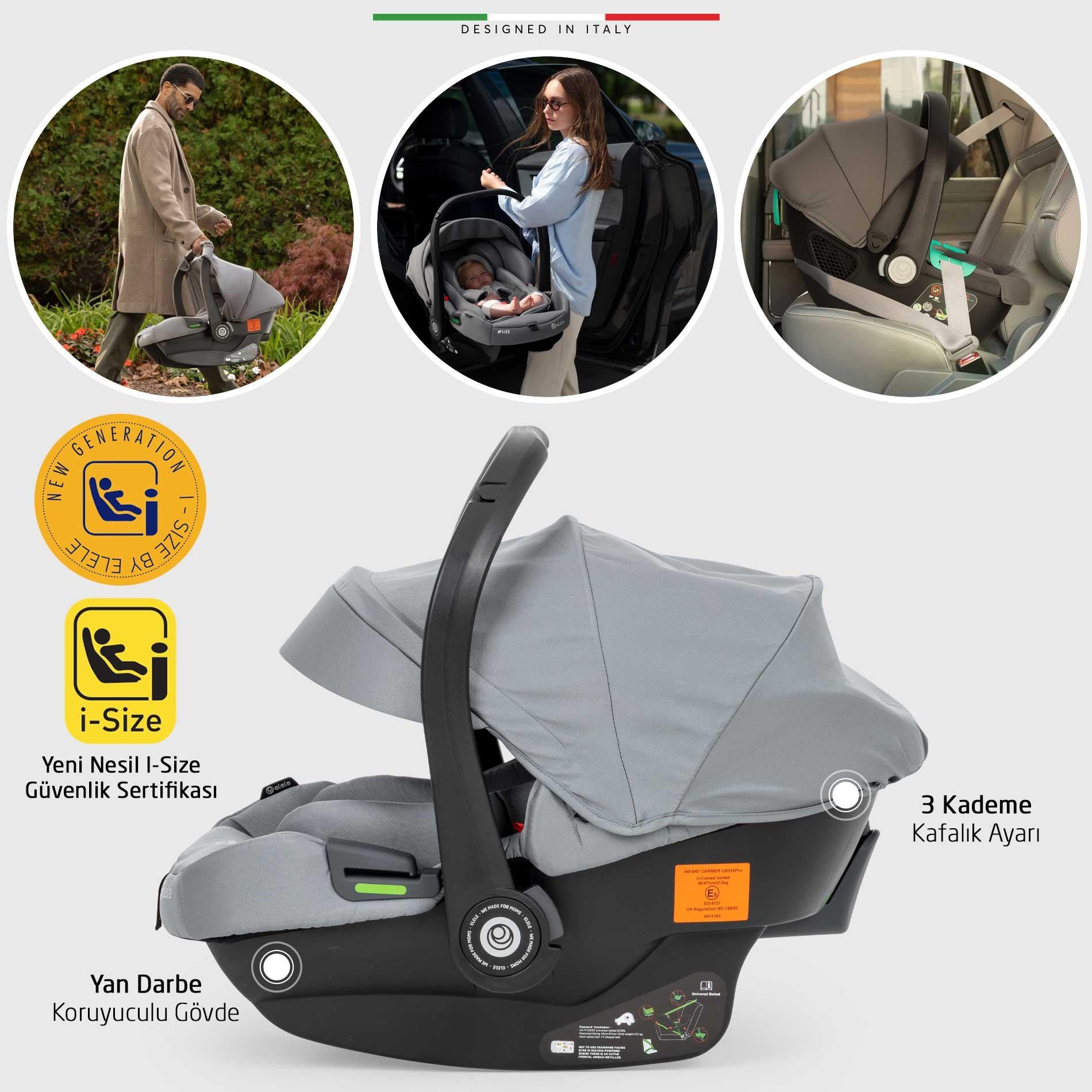 Elele Cabina Kabin Tipi Travel Sistem Bebek Arabası Gri