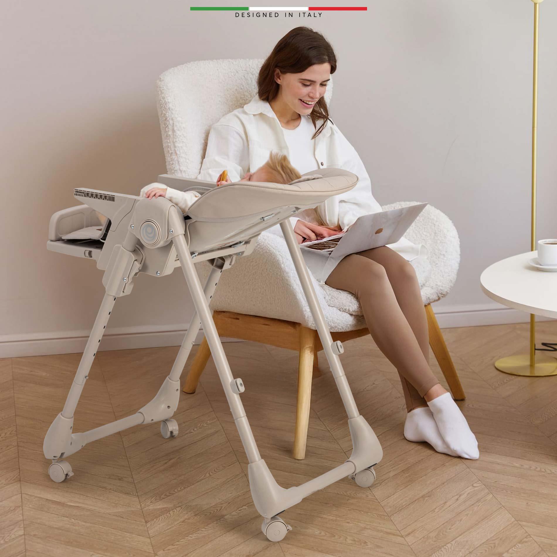 Elele Cibo 2in1 Katlanabilir Bebek Mama Sandalyesi Çift Pedli 0+ Ay Bej