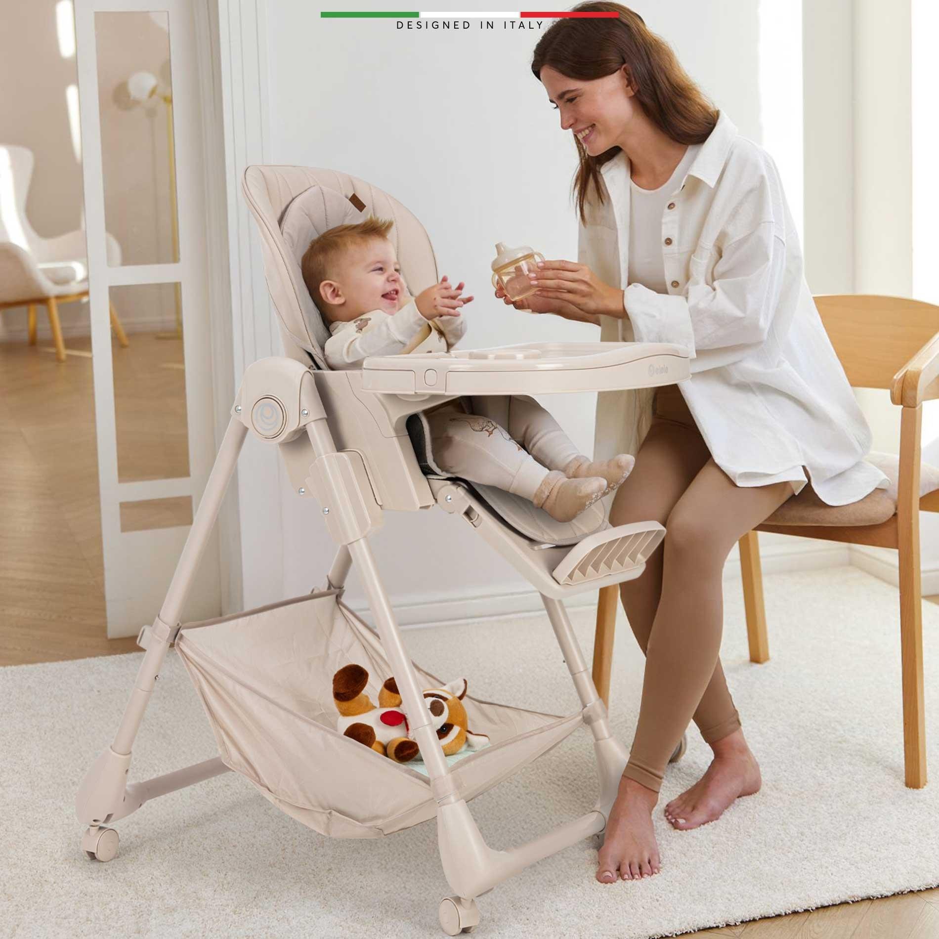 Elele Cibo 2in1 Katlanabilir Bebek Mama Sandalyesi Çift Pedli 0+ Ay Bej