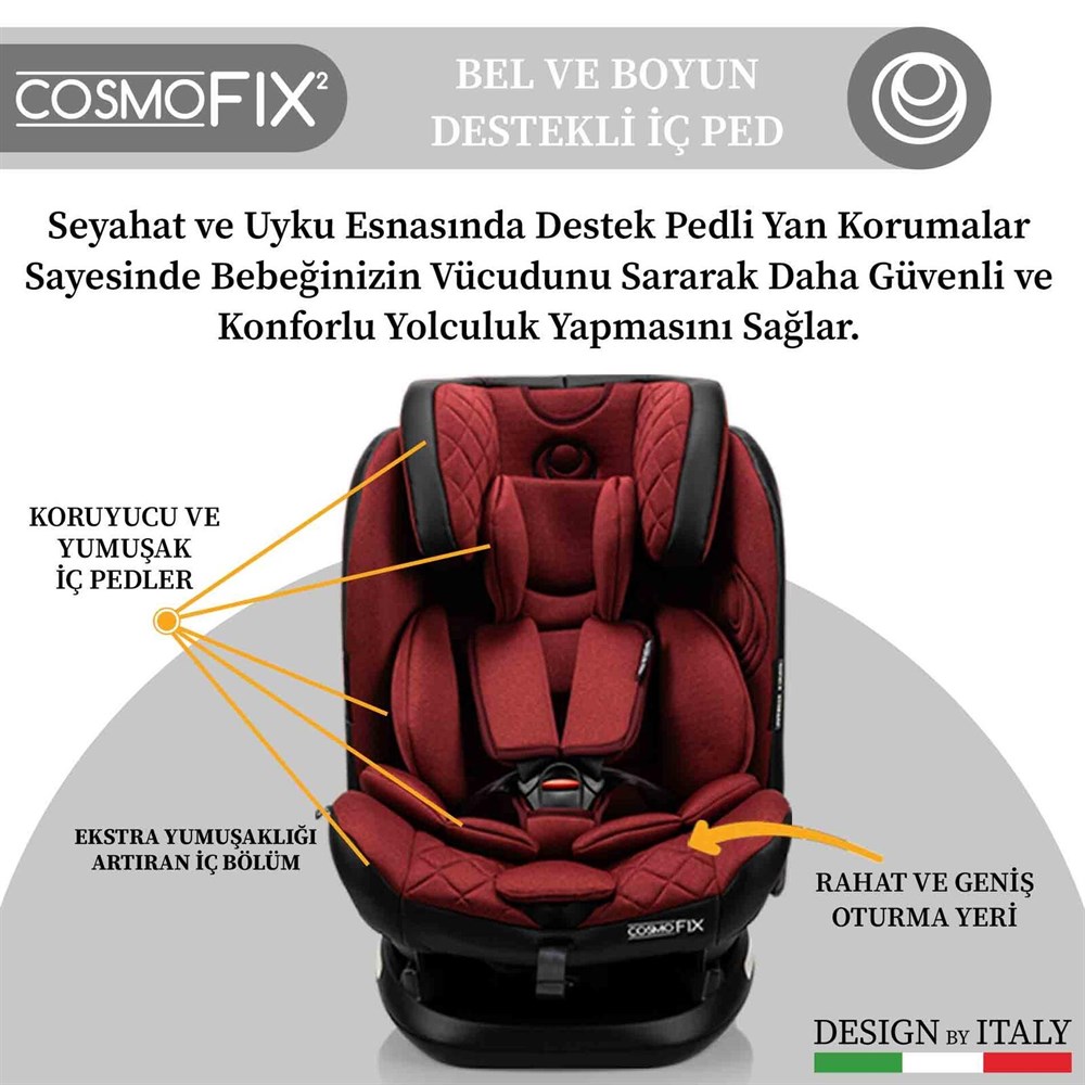 Elele CosmoFix 2 İsofixli 9-36 KG Oto Koltuğu Siyah-Gri
