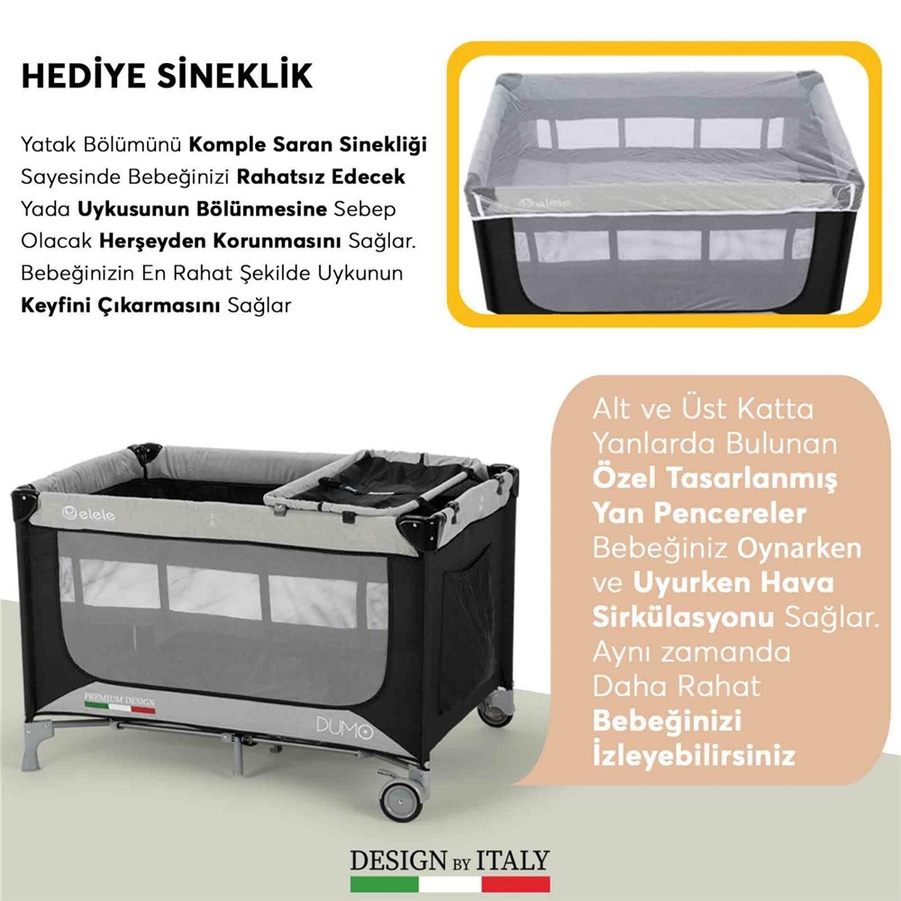 Elele Dumo Oyun Parkı Park Yatak 60x120 cm Kahverengi