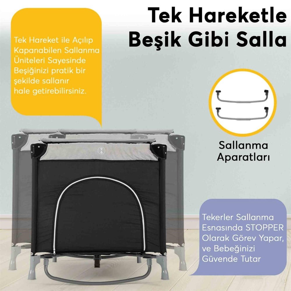 Elele Dumo Oyun Parkı Park Yatak 70x110 cm LACİ/BEJ