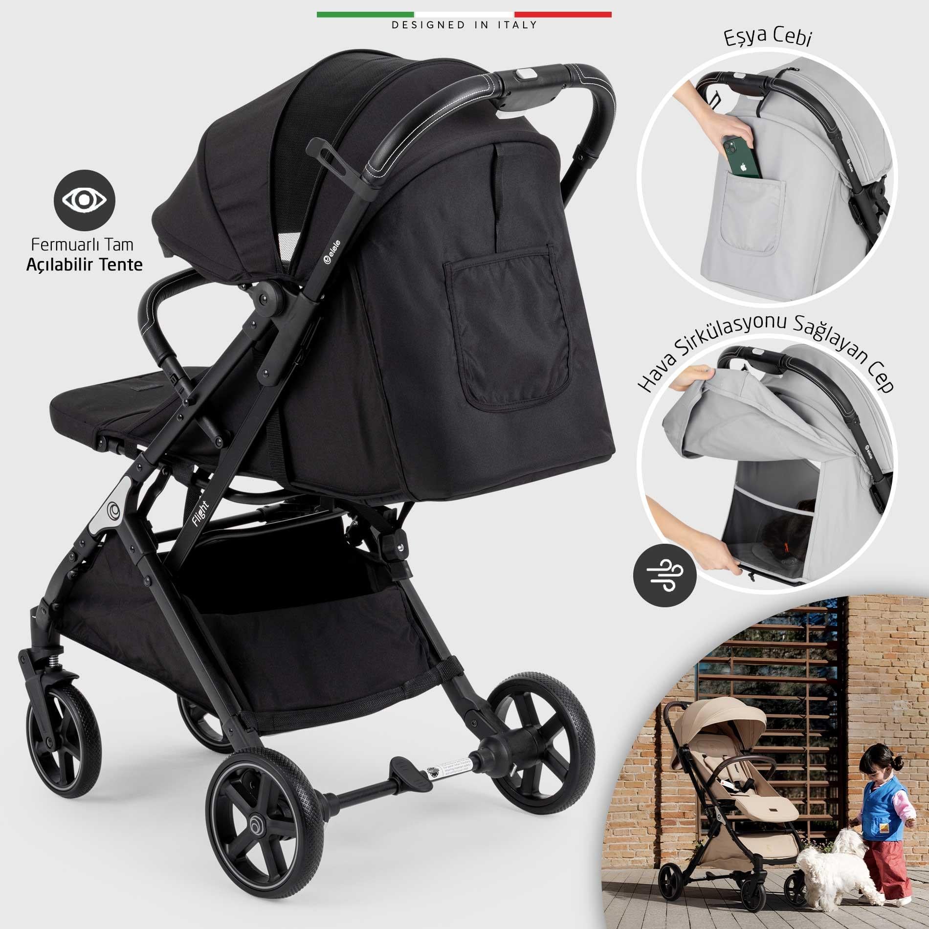 Elele Flight 2  Kabin Tipi Bebek Arabası Siyah