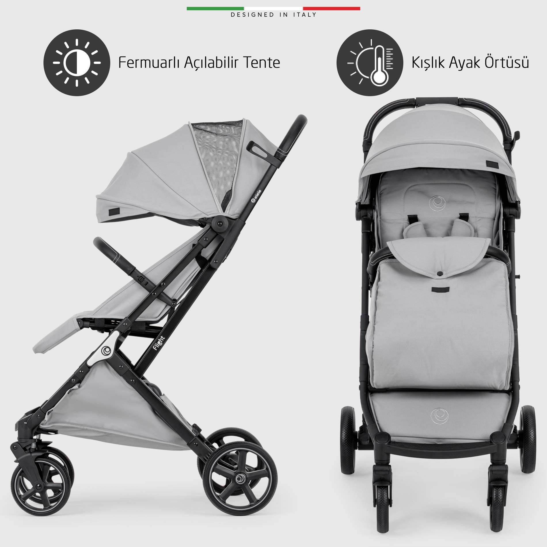 Elele Flight 2  Kabin Tipi Bebek Arabası Gri