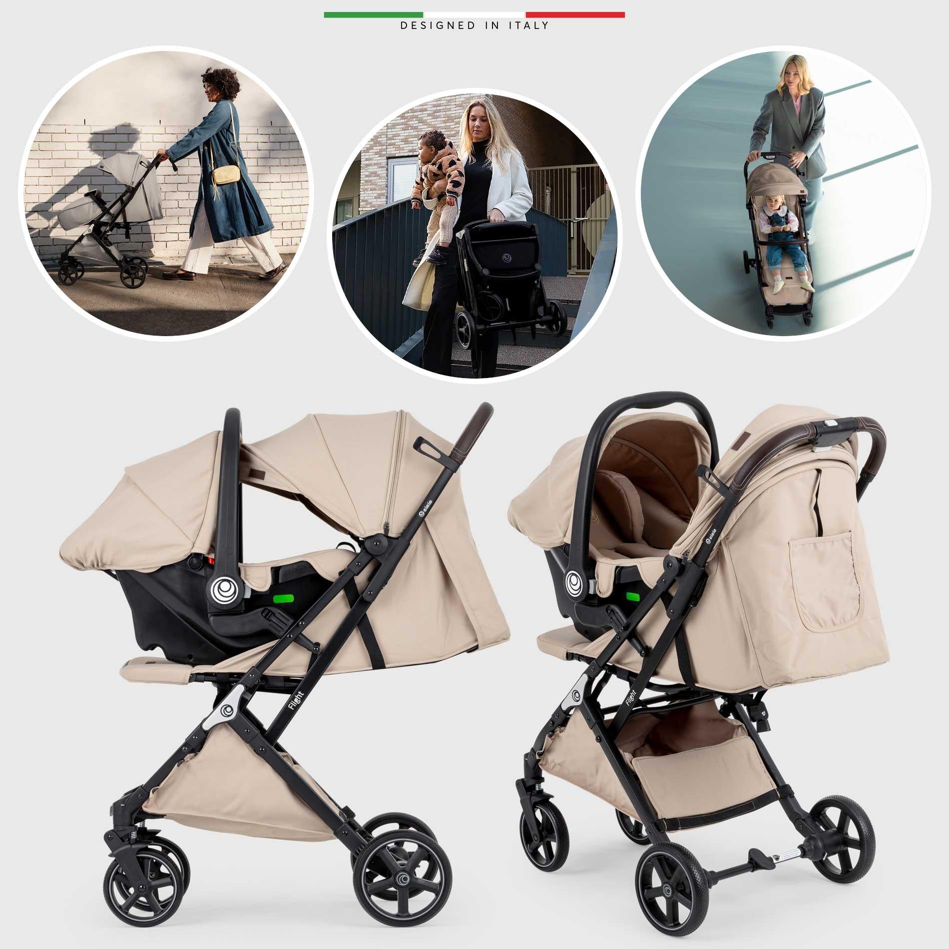 Elele Flight 2 Kabin Tipi Travel Sistem Bebek Arabası Bej