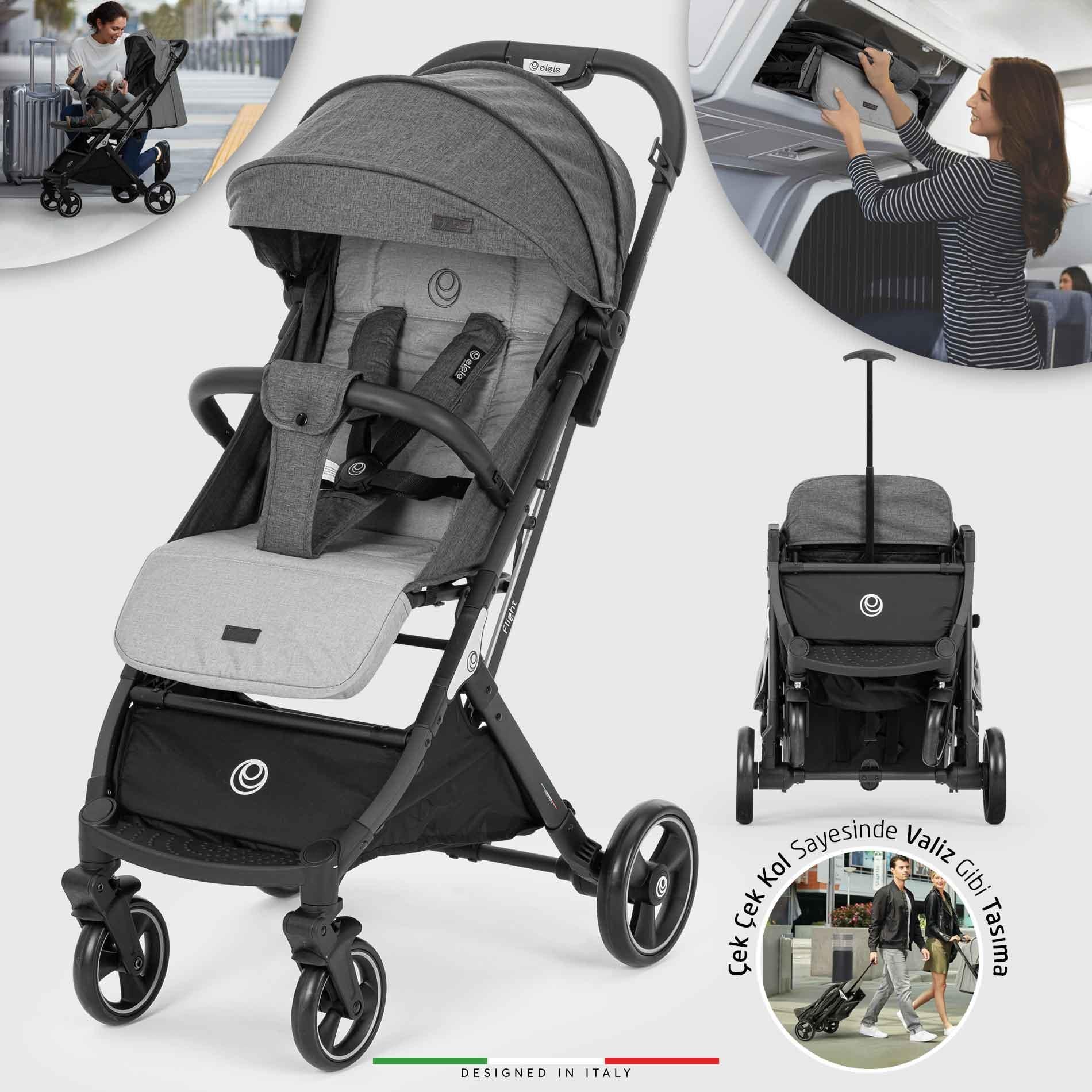 Elele Flight Kabin Tipi Bebek Arabası Siyah-Gri