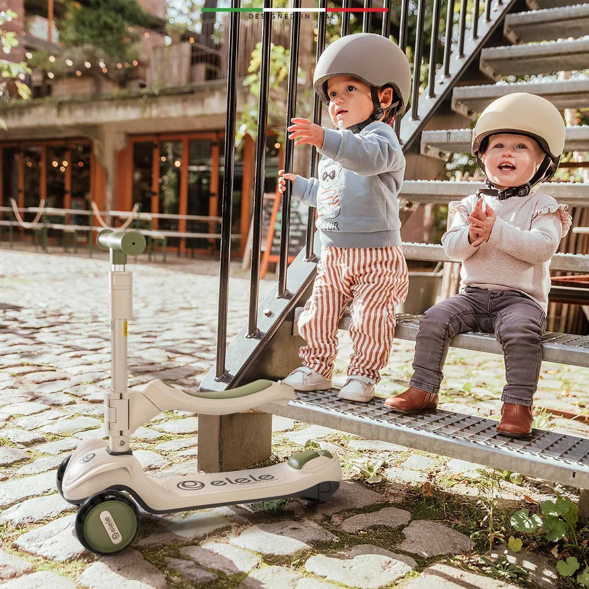 Elele Forte 3in1 Ebeveyn Kontrollü 3 Tekerlekli Çocuk Scooter Işıklı Oturaklı Kahverengi