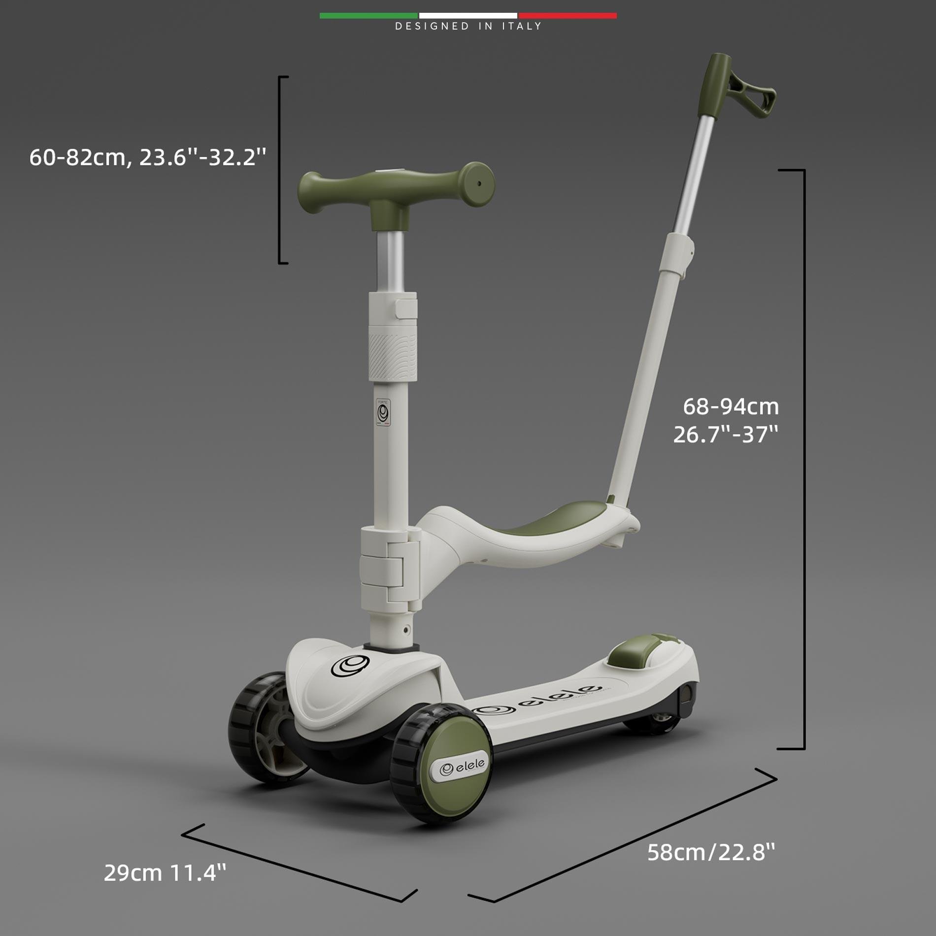 Elele Forte 3in1 Ebeveyn Kontrollü 3 Tekerlekli Çocuk Scooter Işıklı Oturaklı Kahverengi