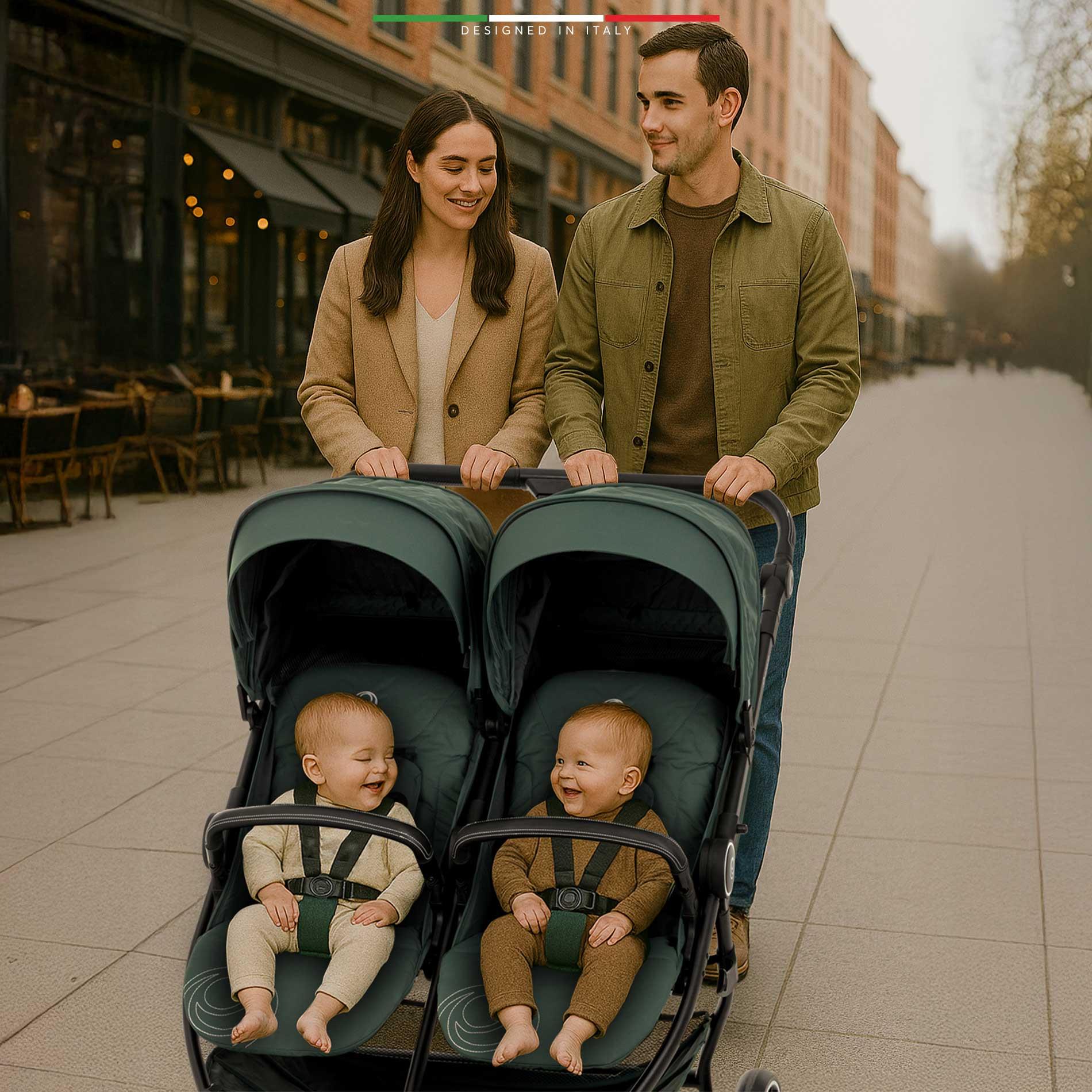 Elele Gemelli Yan Yana İkiz Bebek Arabası Siyah