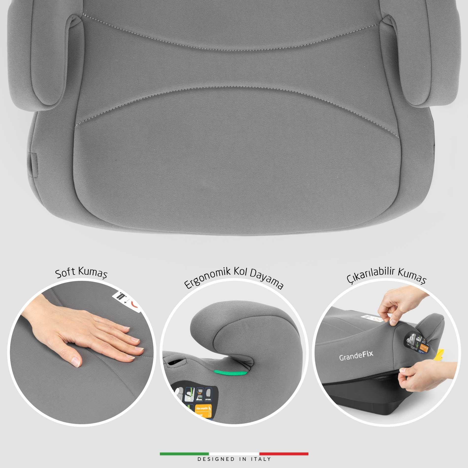 Elele GrandeFix I-Size Yükseltici Oto Koltuğu İsoFix 125-150 CM 15-36 KG Siyah