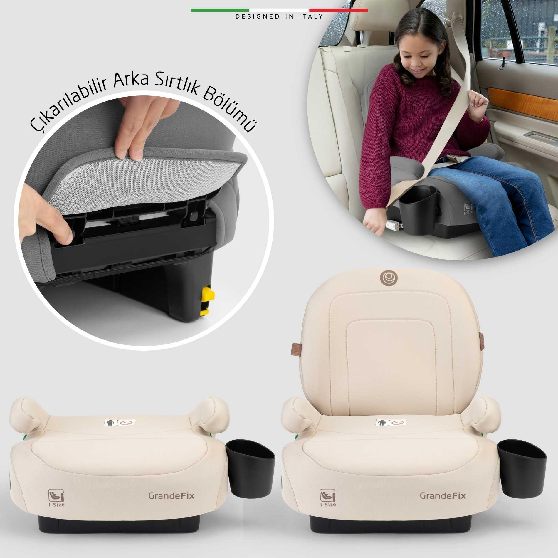 Elele GrandeFix I-Size Yükseltici Oto Koltuğu İsoFix 125-150 CM 15-36 KG Bej