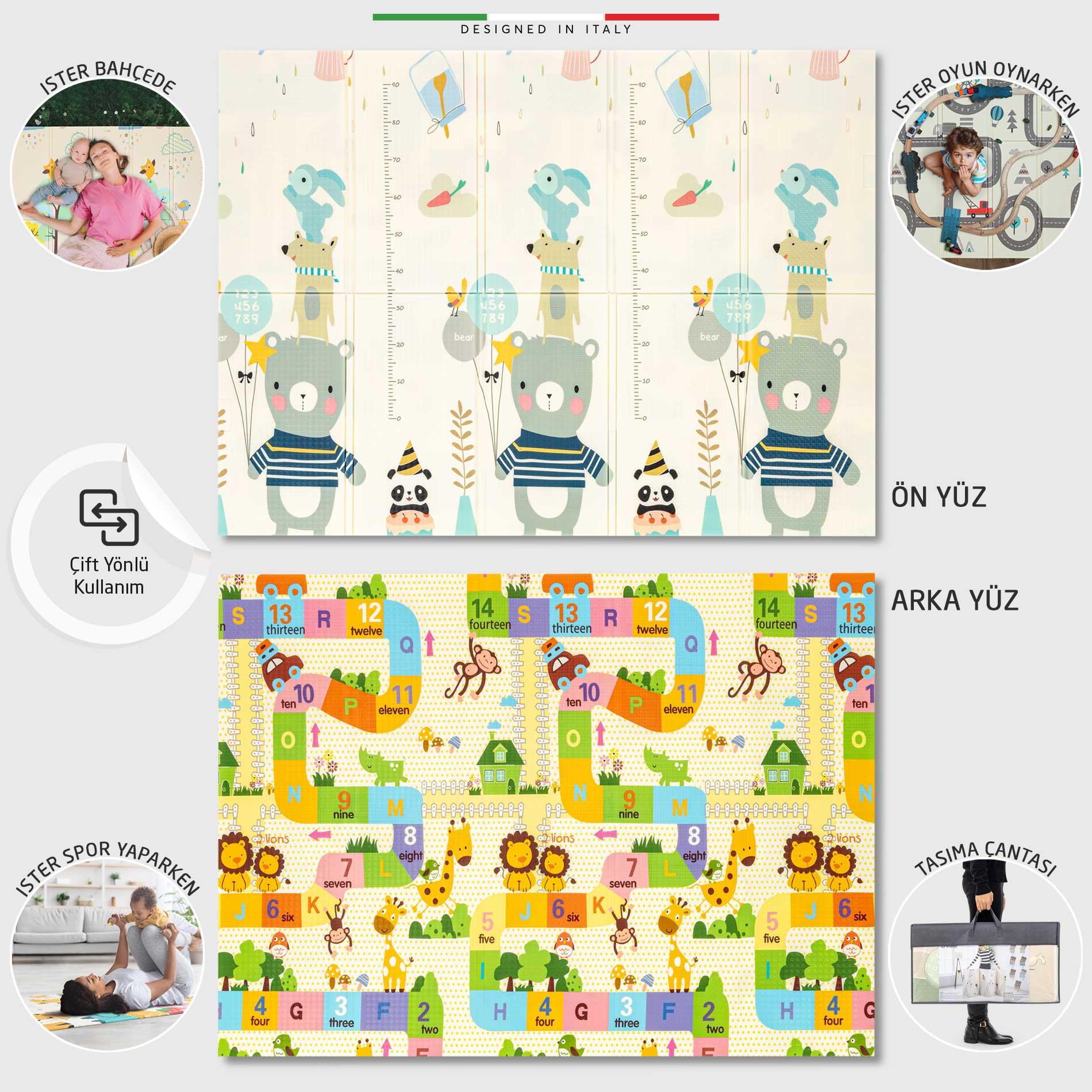 Elele Happy Bear Katlanabilir Oyun Matı Oyun Halısı 180x200x1 Cm XFD216 Happy Bear