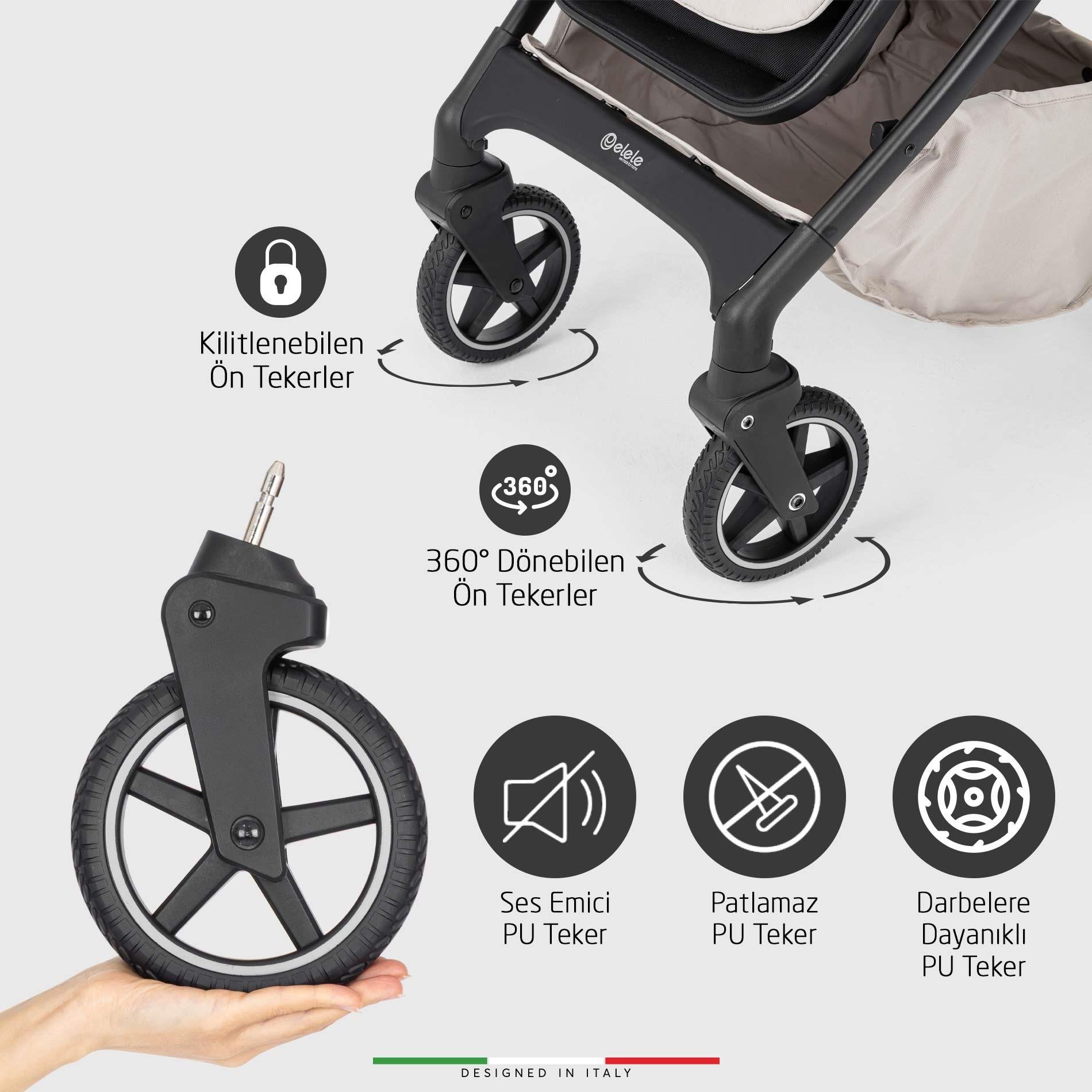 Elele Hera Travel Sistem Bebek Arabası Silver Gri