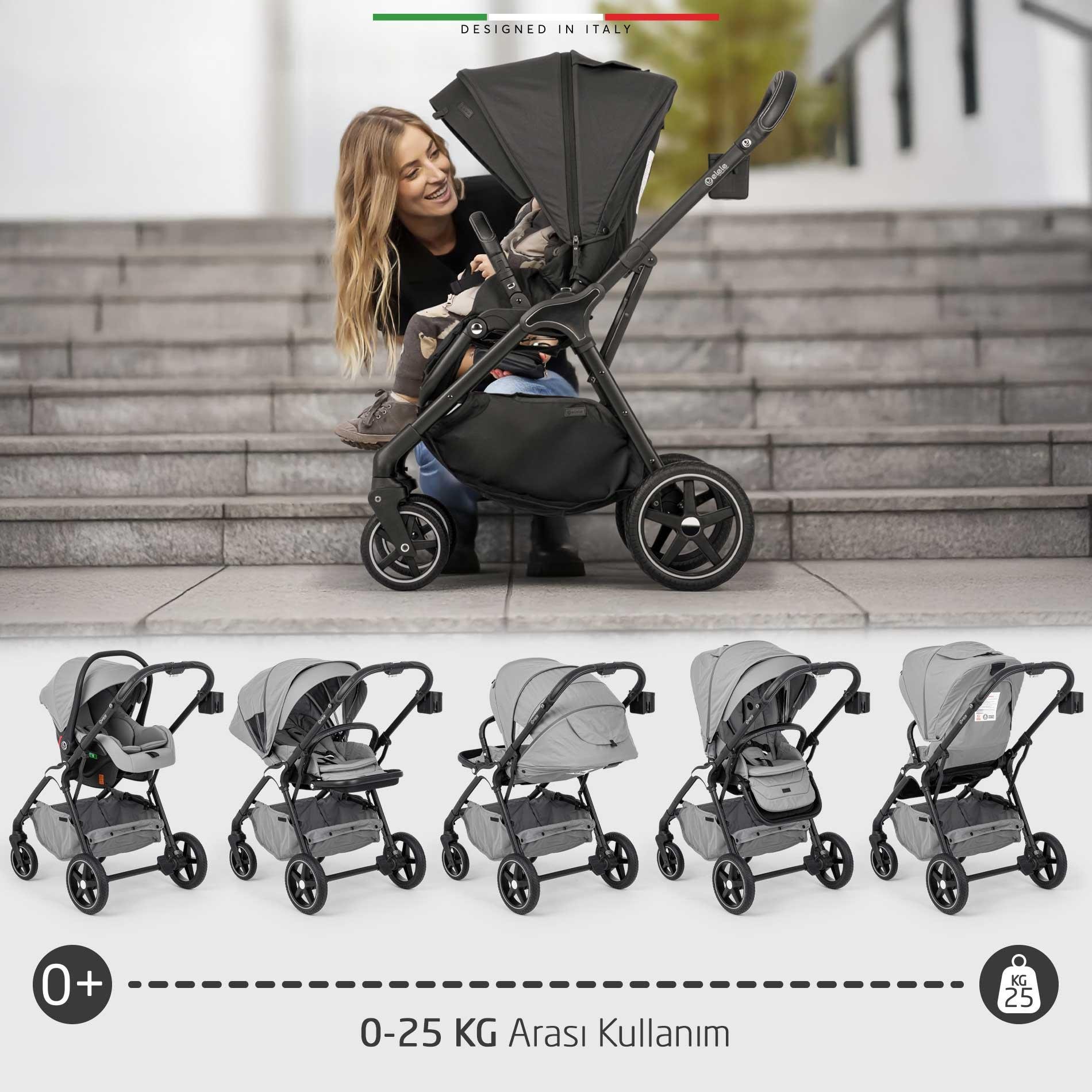 Elele Hera Travel Sistem Bebek Arabası Silver Gri