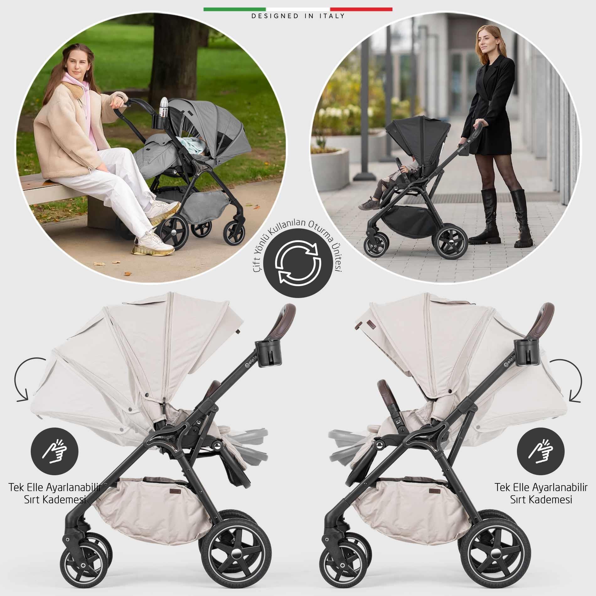 Elele Hera Travel Sistem Bebek Arabası Silver Gri