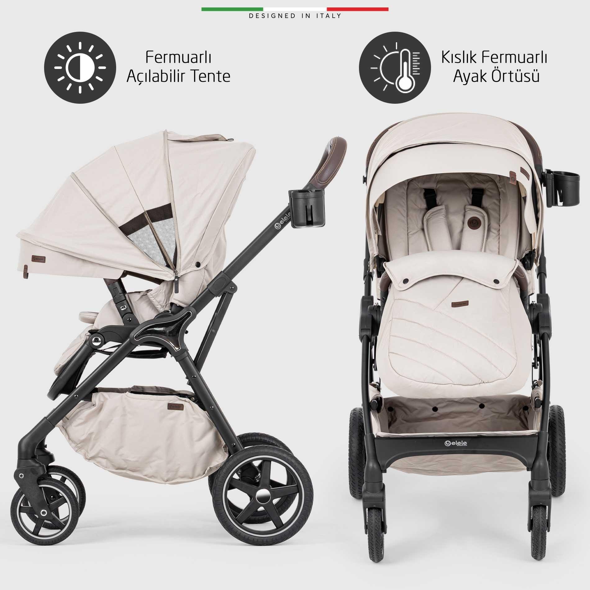 Elele Hera Travel Sistem Bebek Arabası Silver Gri