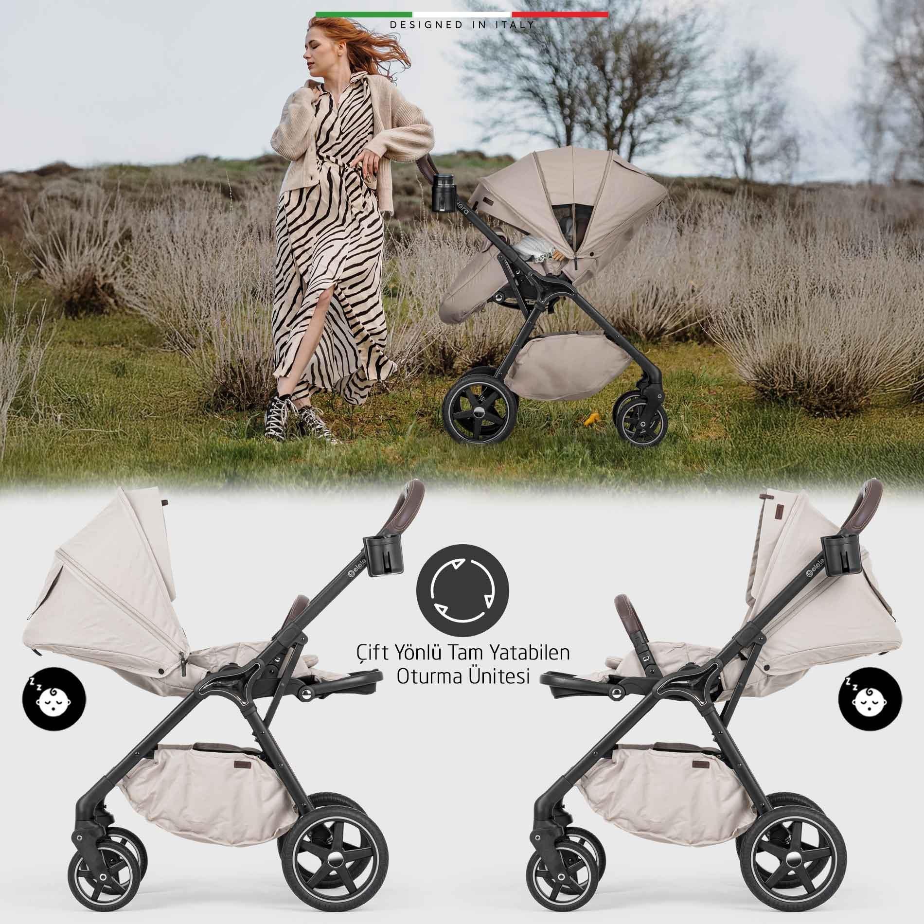 Elele Hera Travel Sistem Bebek Arabası Silver Siyah