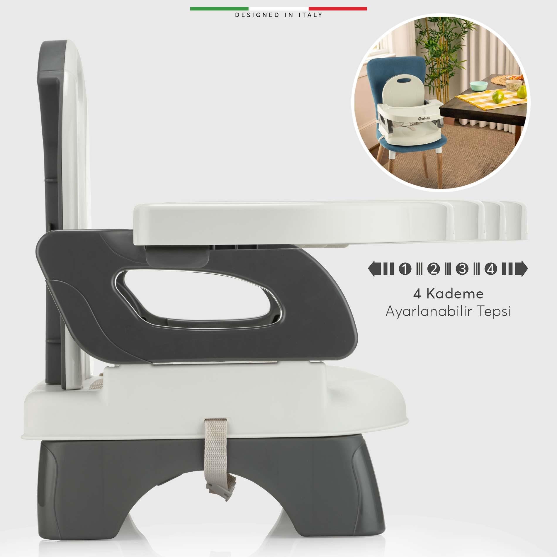 Elele Livo Portatif Bebek Mama Sandalyesi Katlanabilir Yükselticili Pudra