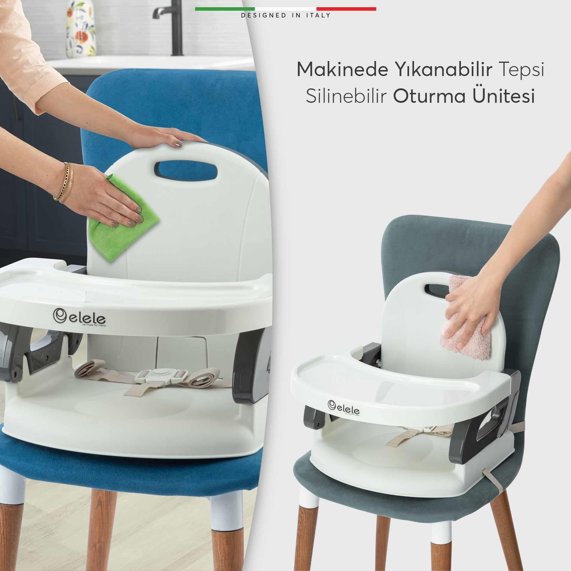 Elele Livo Portatif Bebek Mama Sandalyesi Katlanabilir Yükselticili Gri