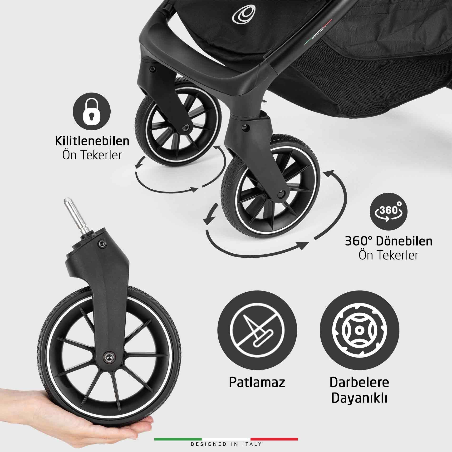 Elele Lula Çift Yönlü Bebek Arabası Gri-Siyah