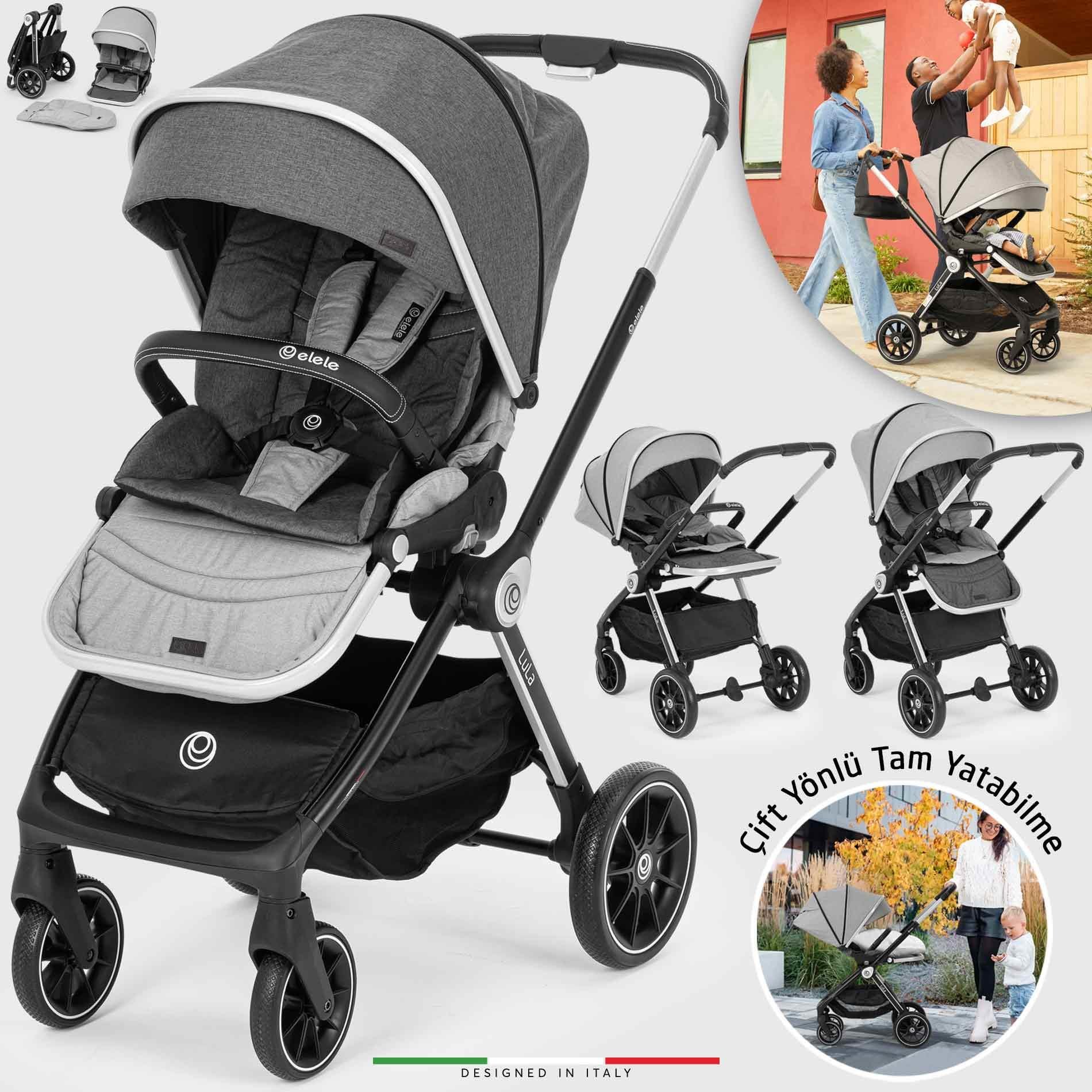 Elele Lula Çift Yönlü Bebek Arabası Siyah-Gri