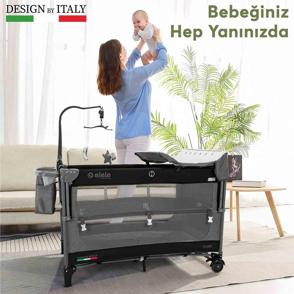 Elele Madre Anne Yanı Park Yatak Oyun Parkı 70x110 cm Kahverengi