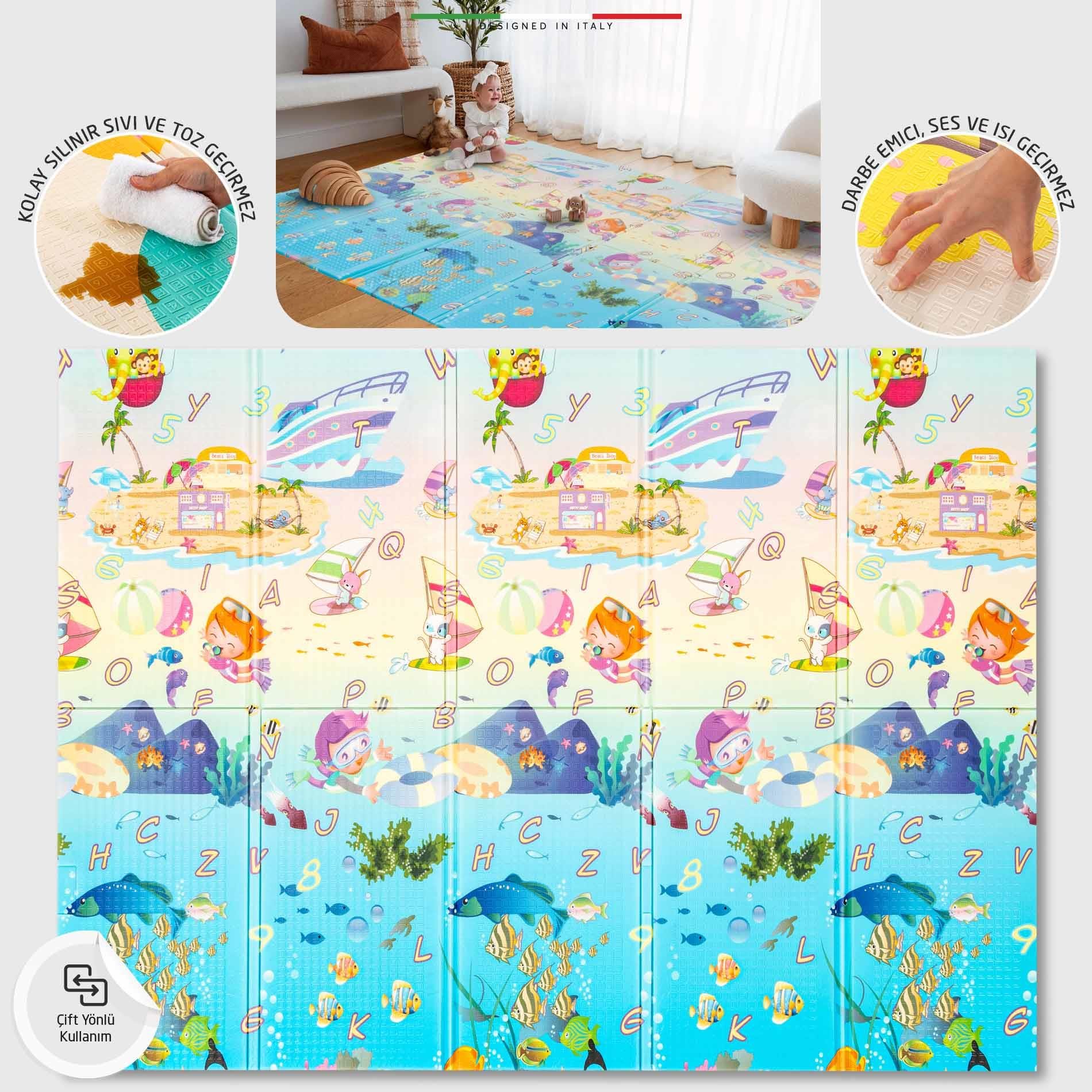 Elele Mare Katlanabilir Oyun Matı Oyun Halısı 180x200x1,5 Cm XFD314 Mare