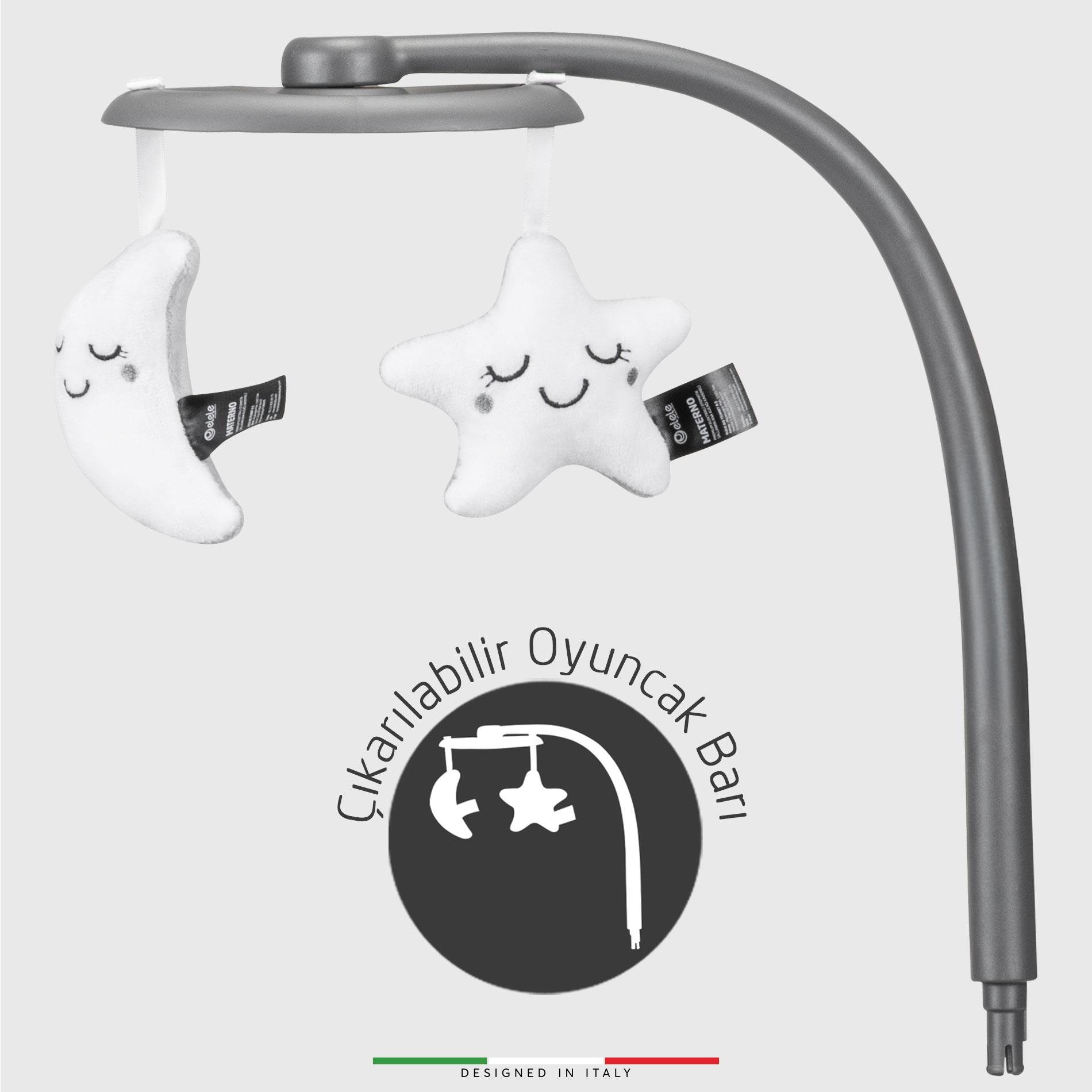 Elele Materno Premium Elektrikli Otomatik Sallanan Ana Kucağı Kademeli Gri