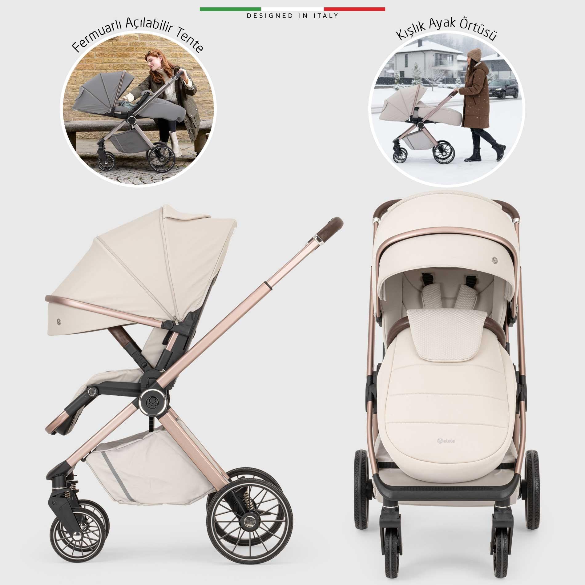 Elele Milazzo Premium Çift Yönlü Bebek Arabası Bej