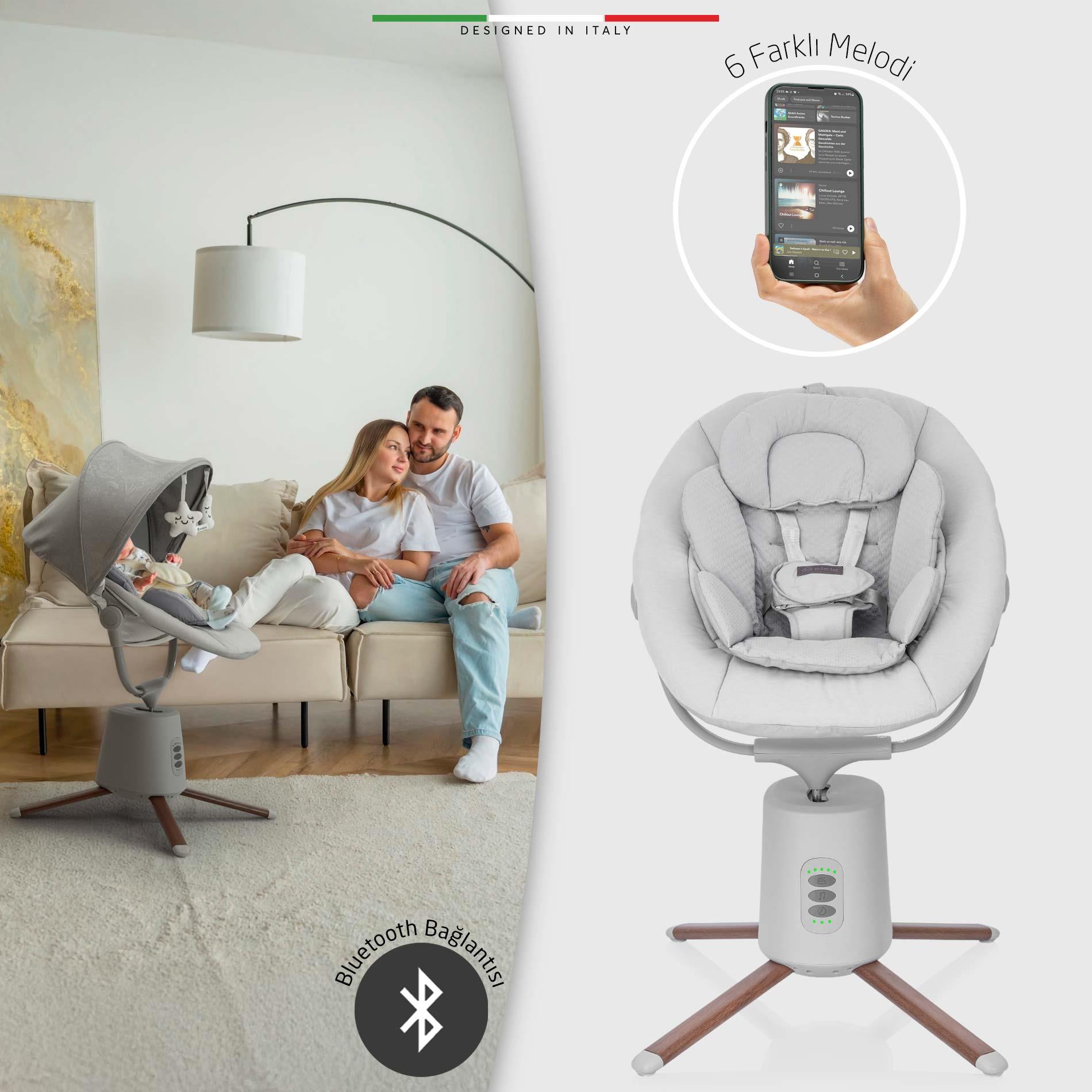 Elele Mio Elektrikli Otomatik Sallanan Ana Kucağı Kademeli Gri