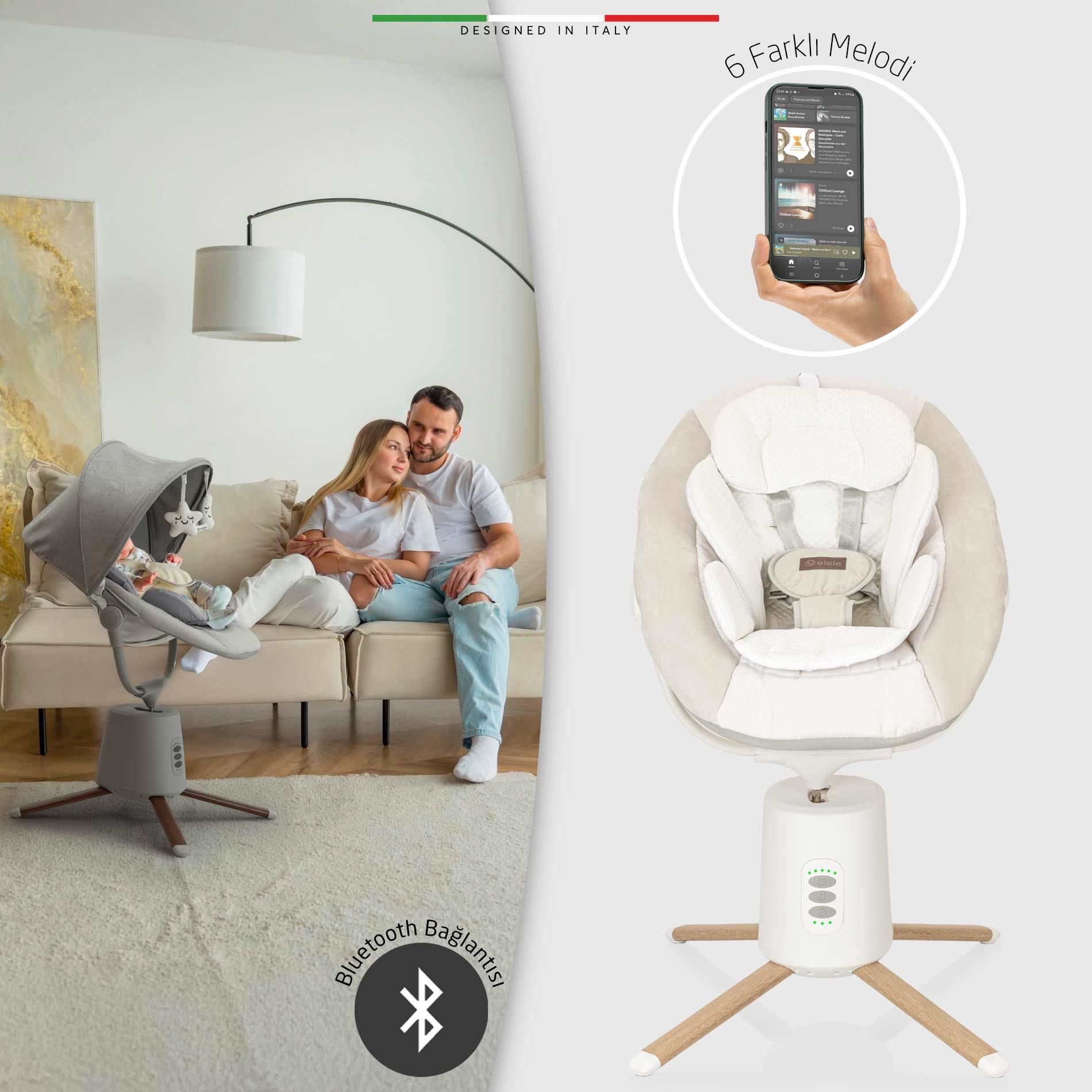 Elele Mio Elektrikli Otomatik Sallanan Ana Kucağı Kademeli Bej