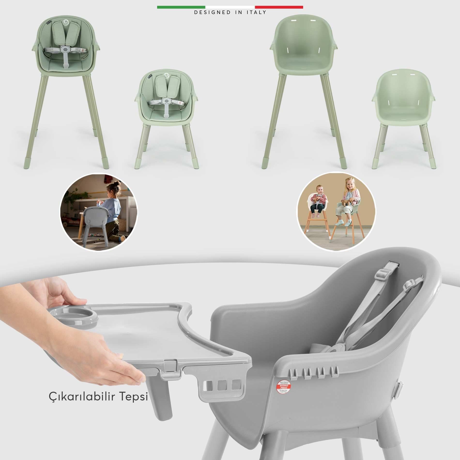 Elele Misto 4in1 Bebek Mama Sandalyesi ve Mama Oturağı İç Pedli Yeşil
