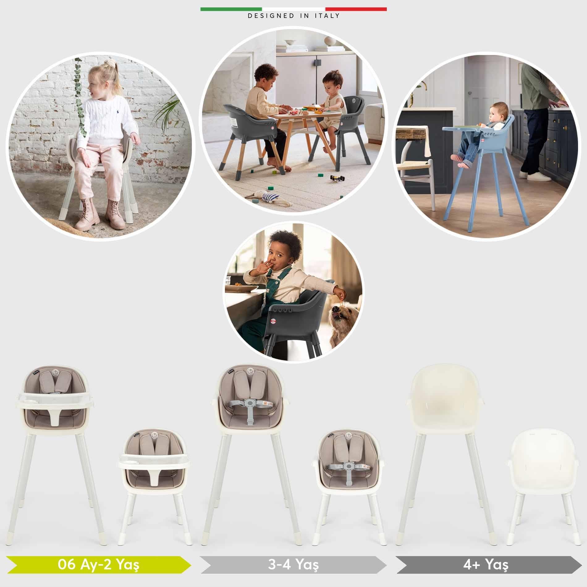 Elele Misto 4in1 Bebek Mama Sandalyesi ve Mama Oturağı İç Pedli Ekru