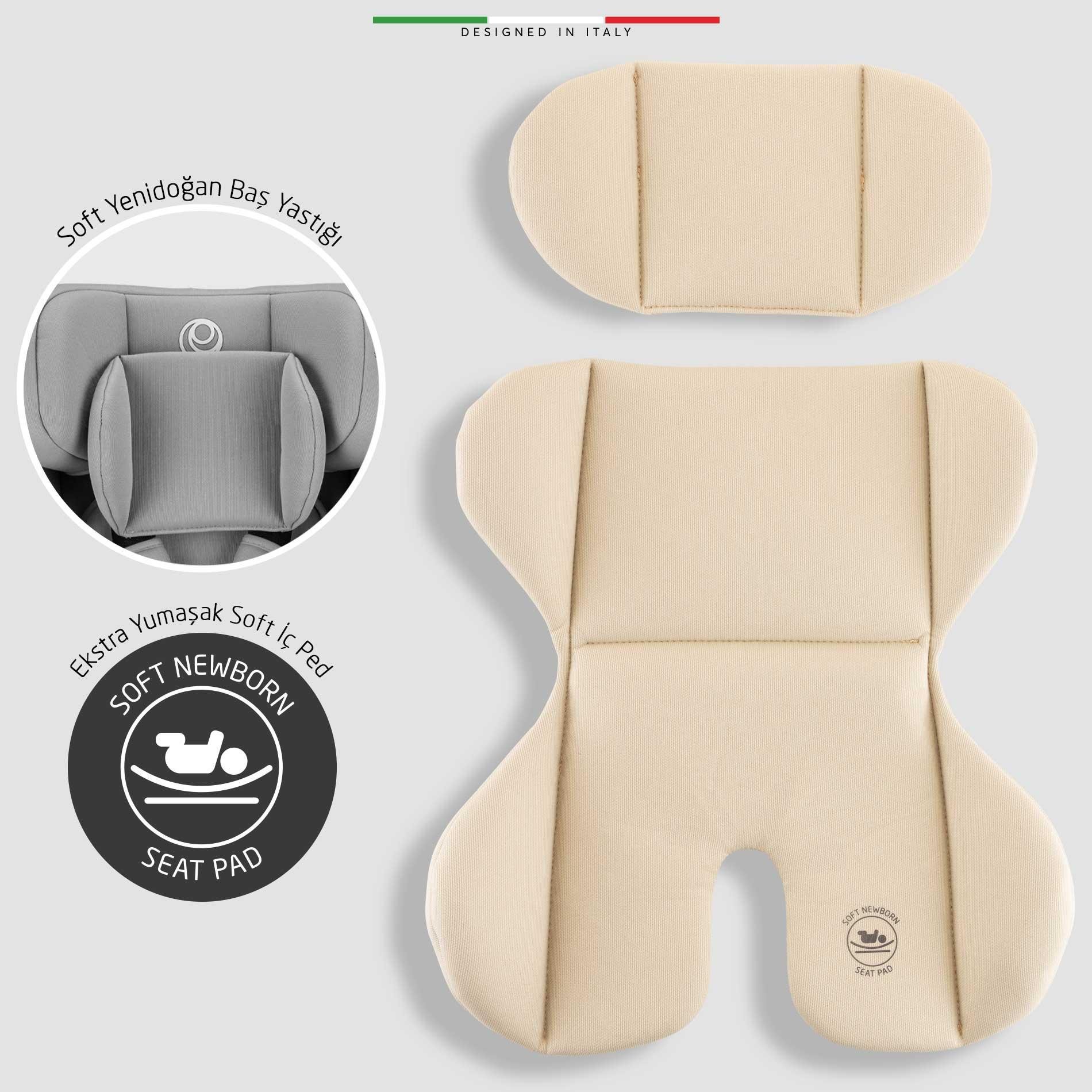 Elele ModenaFix 2 360° Dönen I-Size Oto Koltuğu İsoFix 40-150 CM 0-36 KG Bej