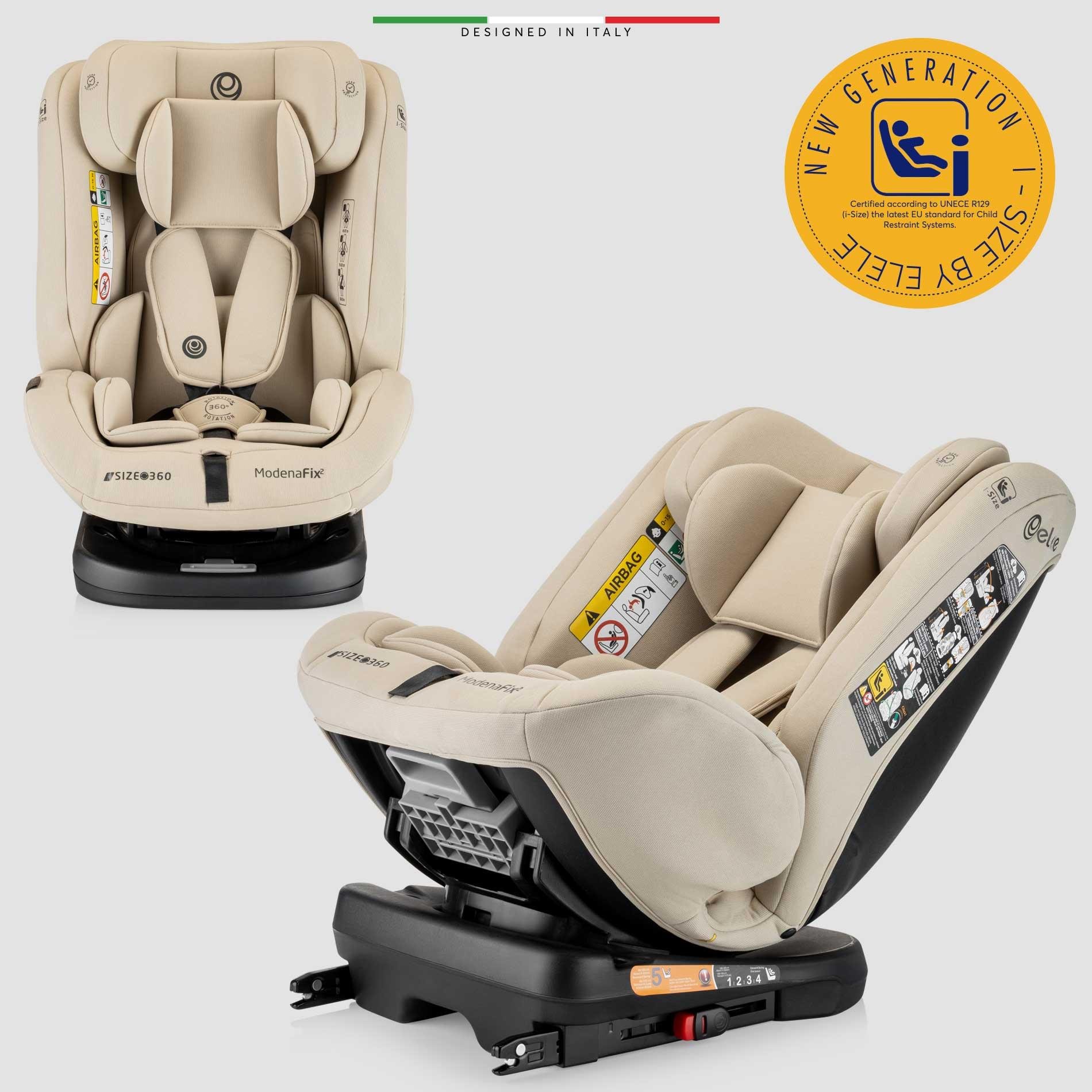 Elele ModenaFix 2 360° Dönen I-Size Oto Koltuğu İsoFix 40-150 CM 0-36 KG Bej