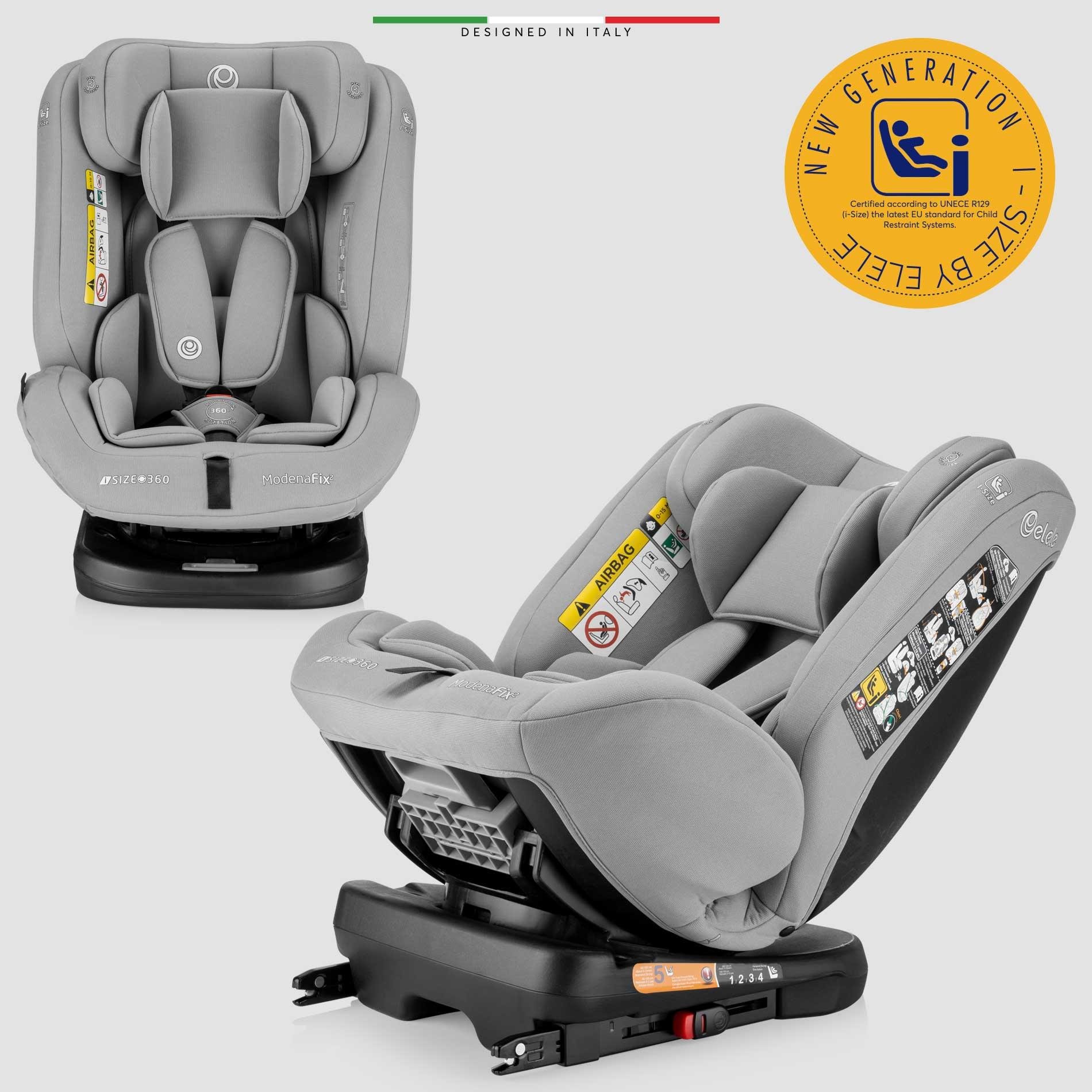 Elele ModenaFix 2 360° Dönen I-Size Oto Koltuğu İsoFix 40-150 CM 0-36 KG Gri