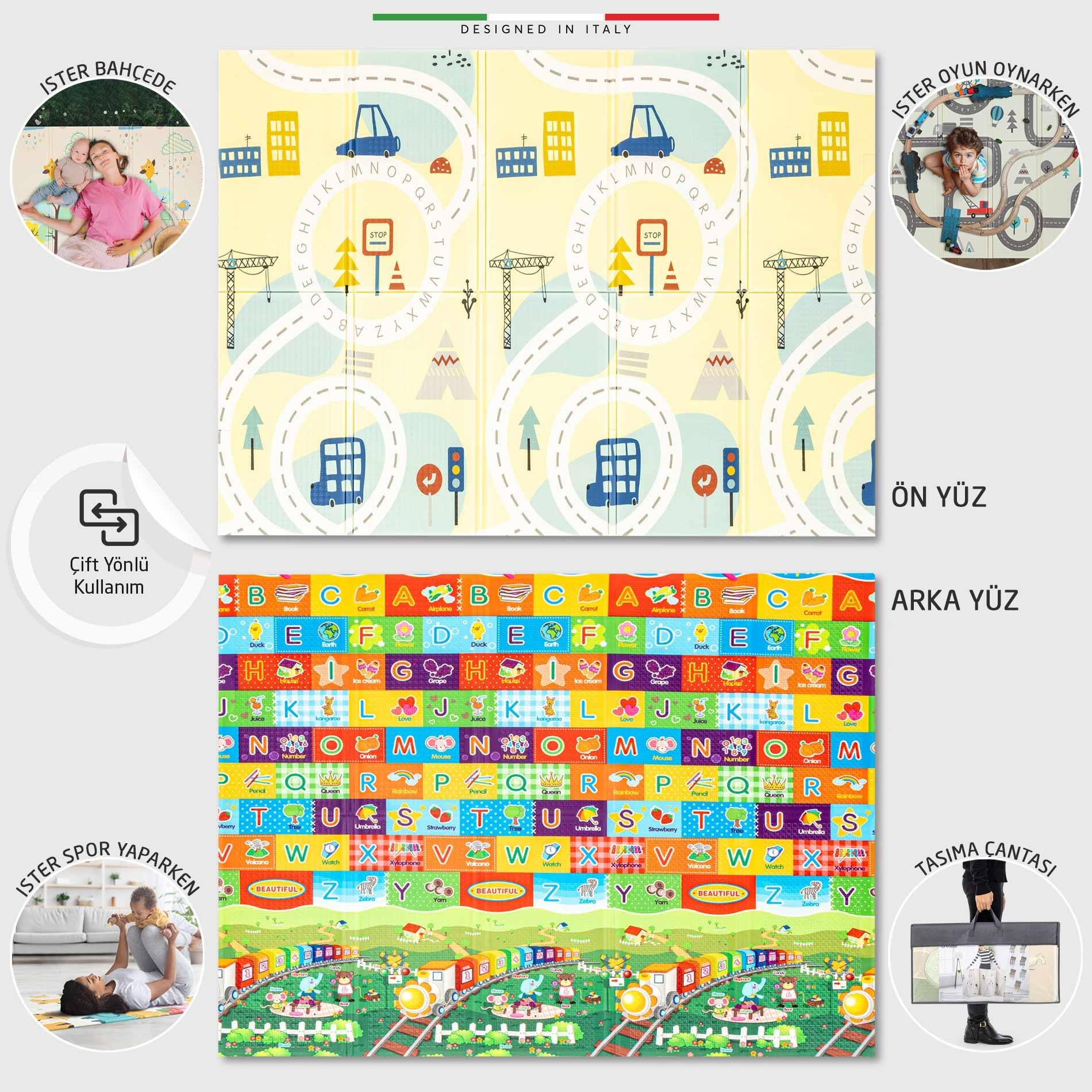 Elele Monti Road Katlanabilir Oyun Matı Oyun Halısı 180x200x1 Cm XFD213 Monti Road