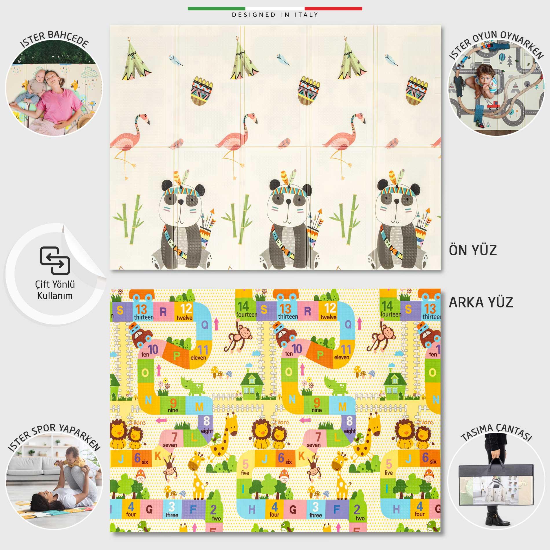 Elele Panda Katlanabilir Oyun Matı Oyun Halısı 180x200x1,5 Cm XFD317 Panda